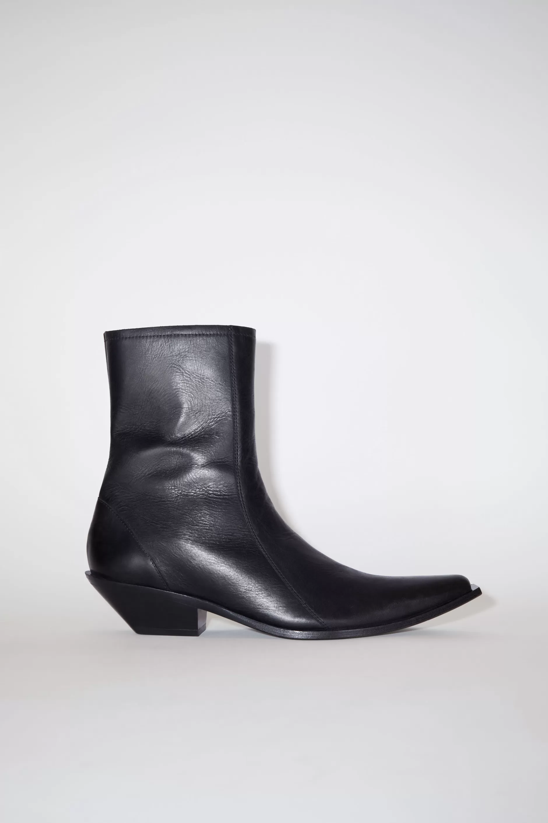 Acne Studios Ankle Boots Aus Leder Schwarz Hot