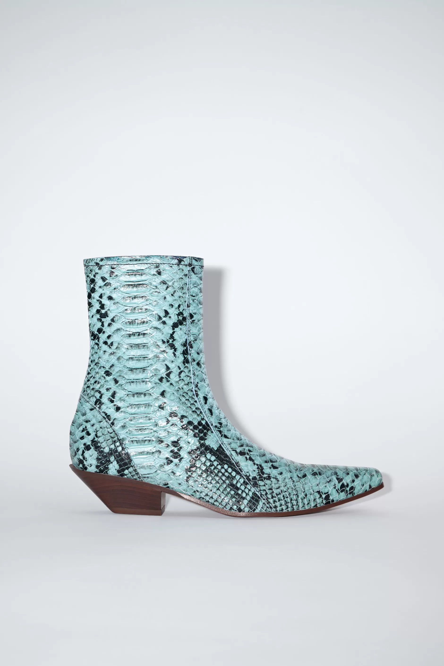 Acne Studios Ankle Boots Aus Leder Mit Schlangen-Print Hellblau Discount