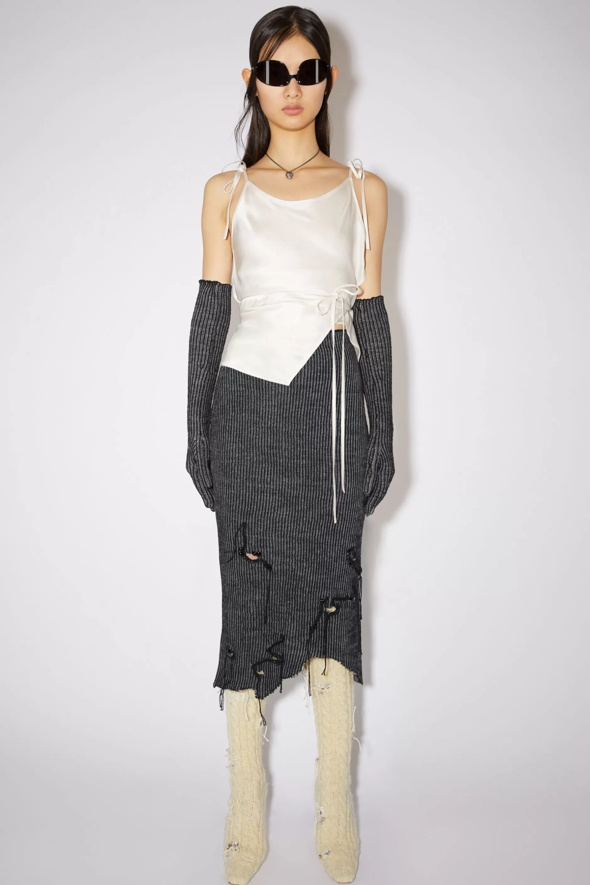 Acne Studios Asymmetrischer Rock Im Used-Look Anthrazitgrau New