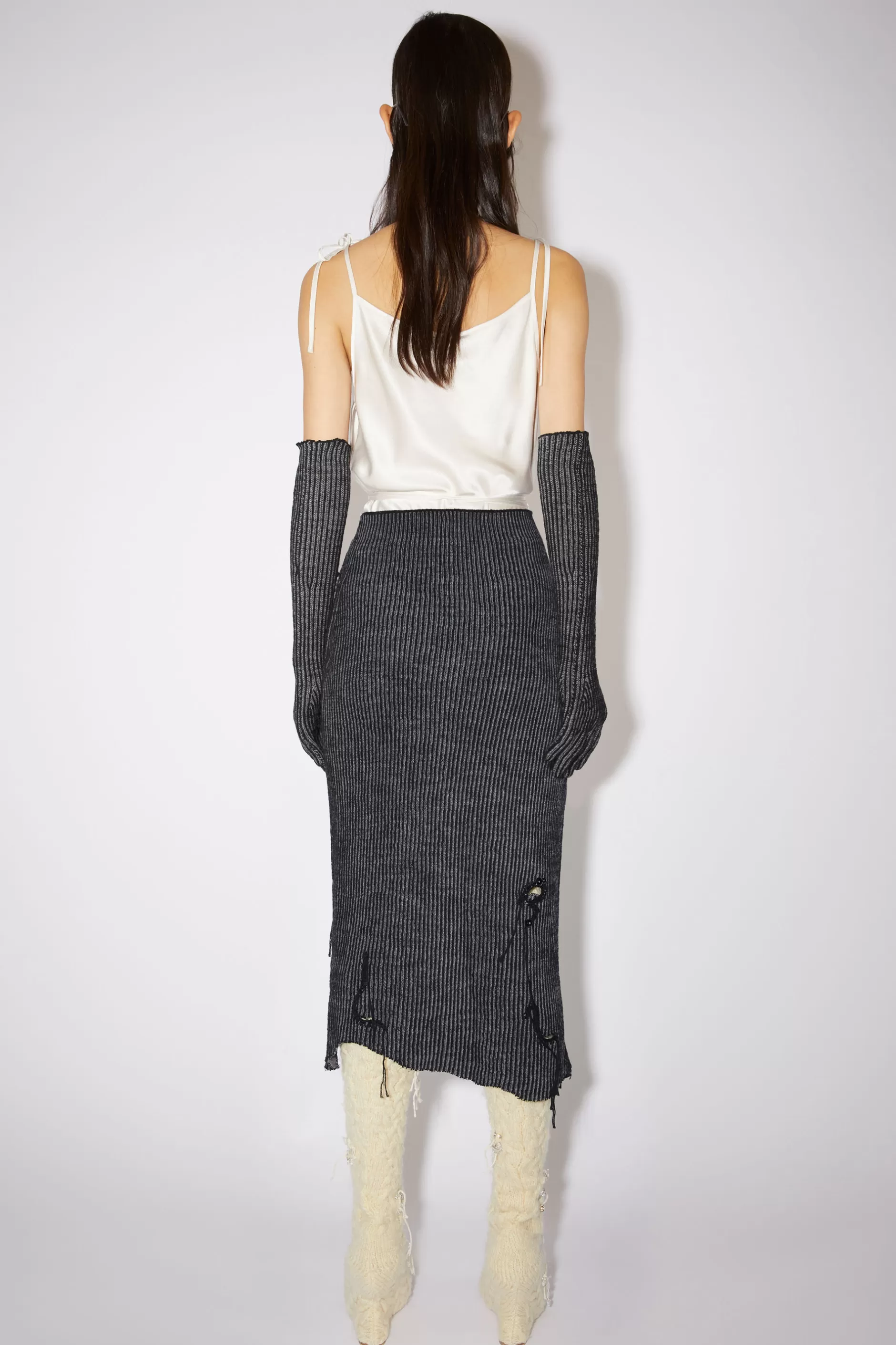 Acne Studios Asymmetrischer Rock Im Used-Look Anthrazitgrau New