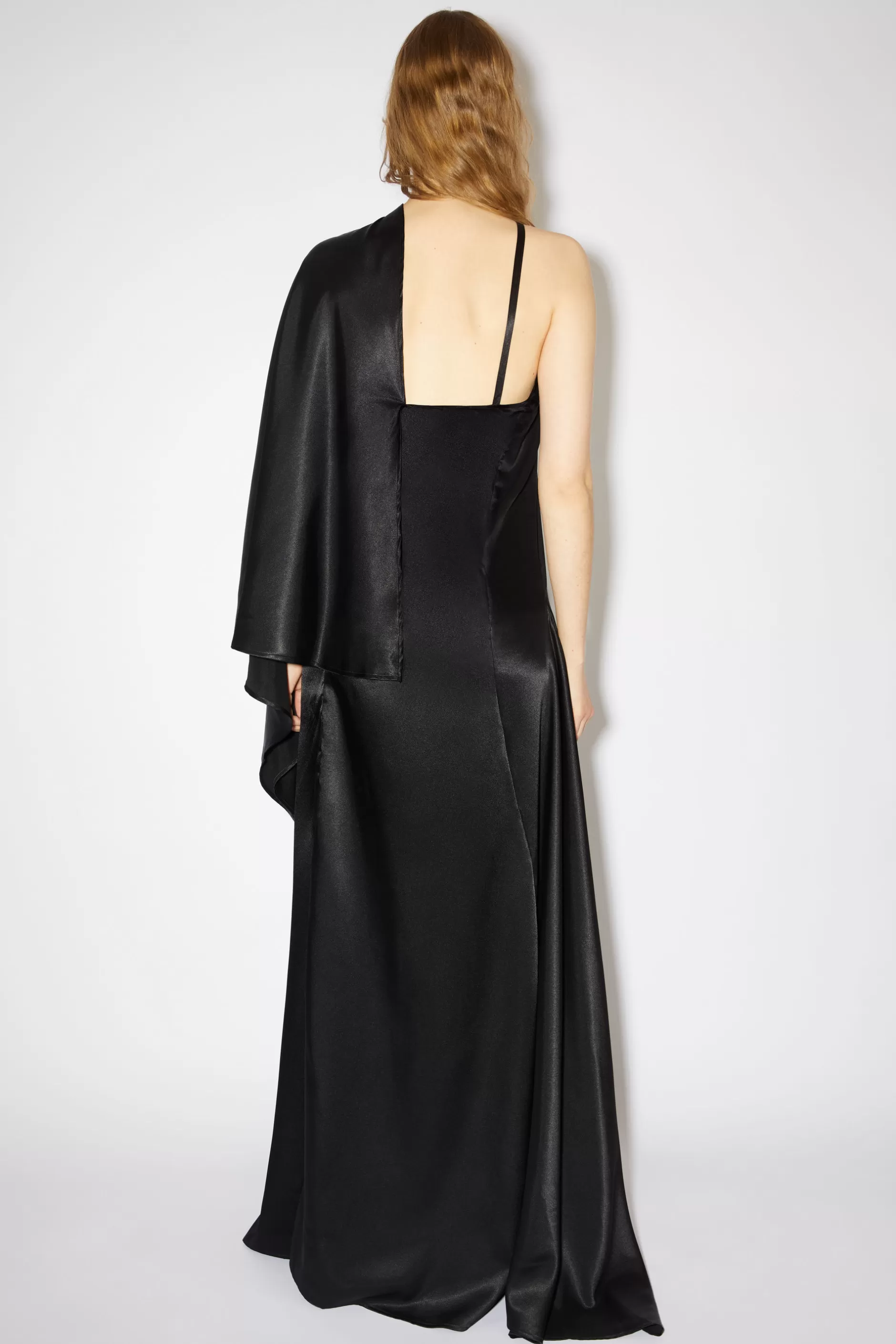 Acne Studios Asymmetrisches Kleid Aus Satin Schwarz Shop