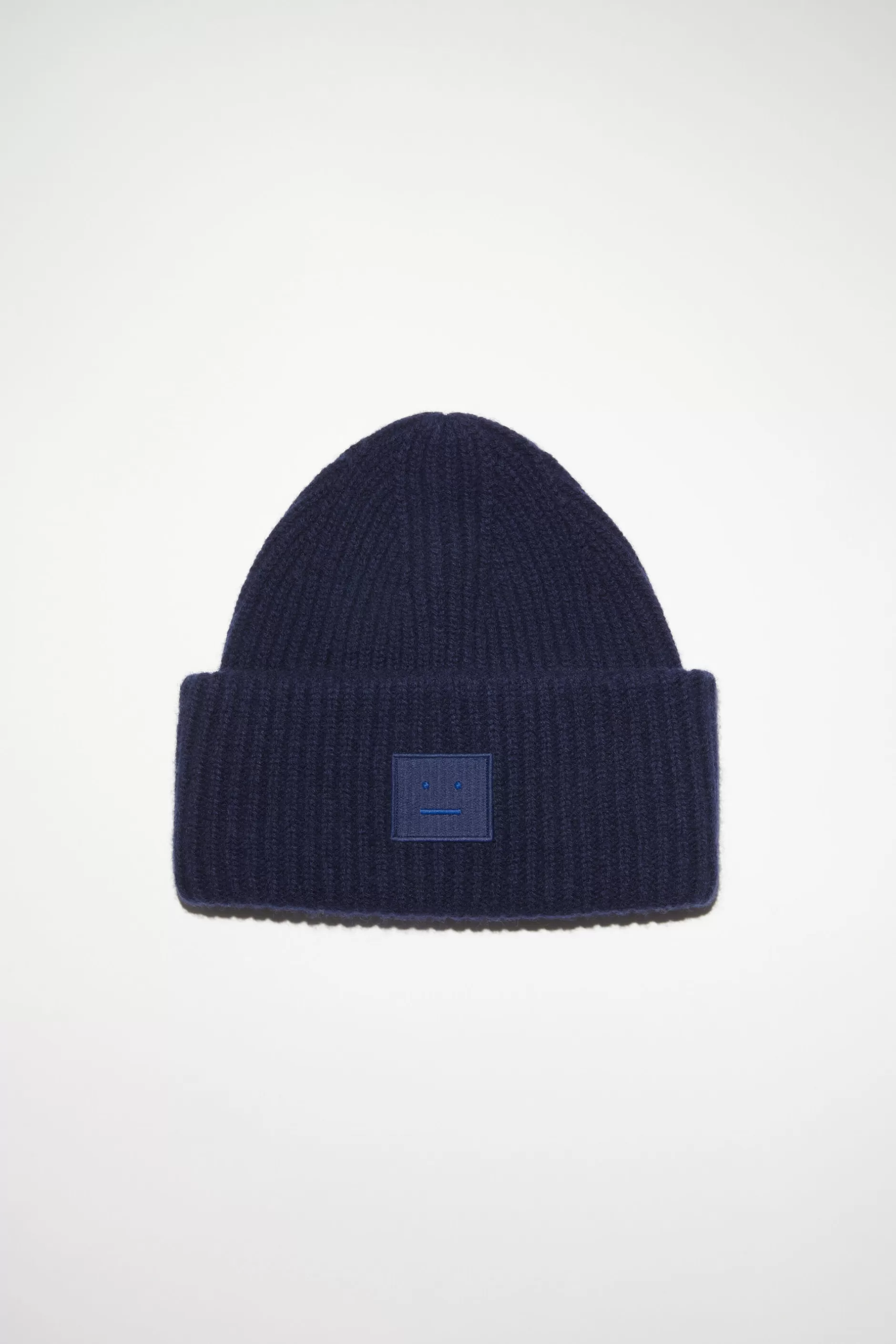 Acne Studios Beanie Mit Grosem Face-Logo Marineblau Store