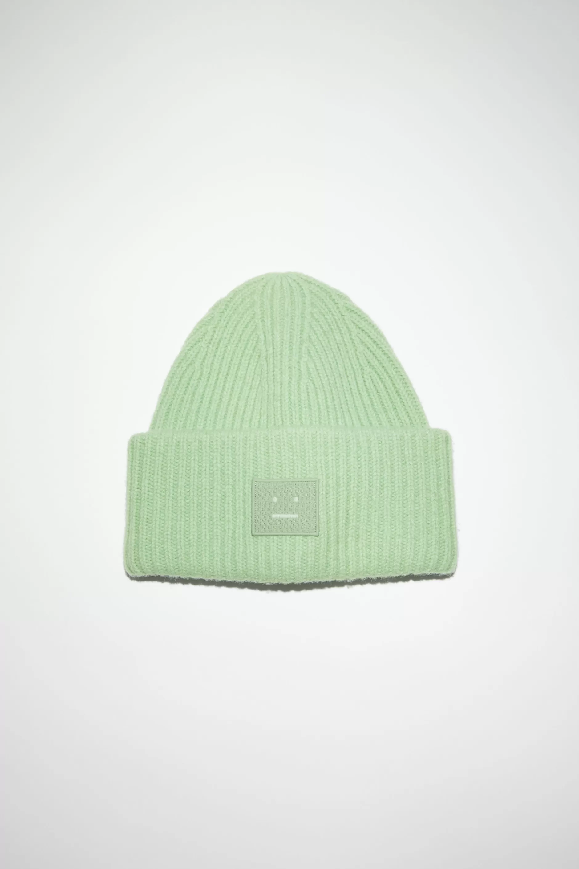 Acne Studios Beanie Mit Grosem Face-Logo Fruhjahrsgrun Best Sale