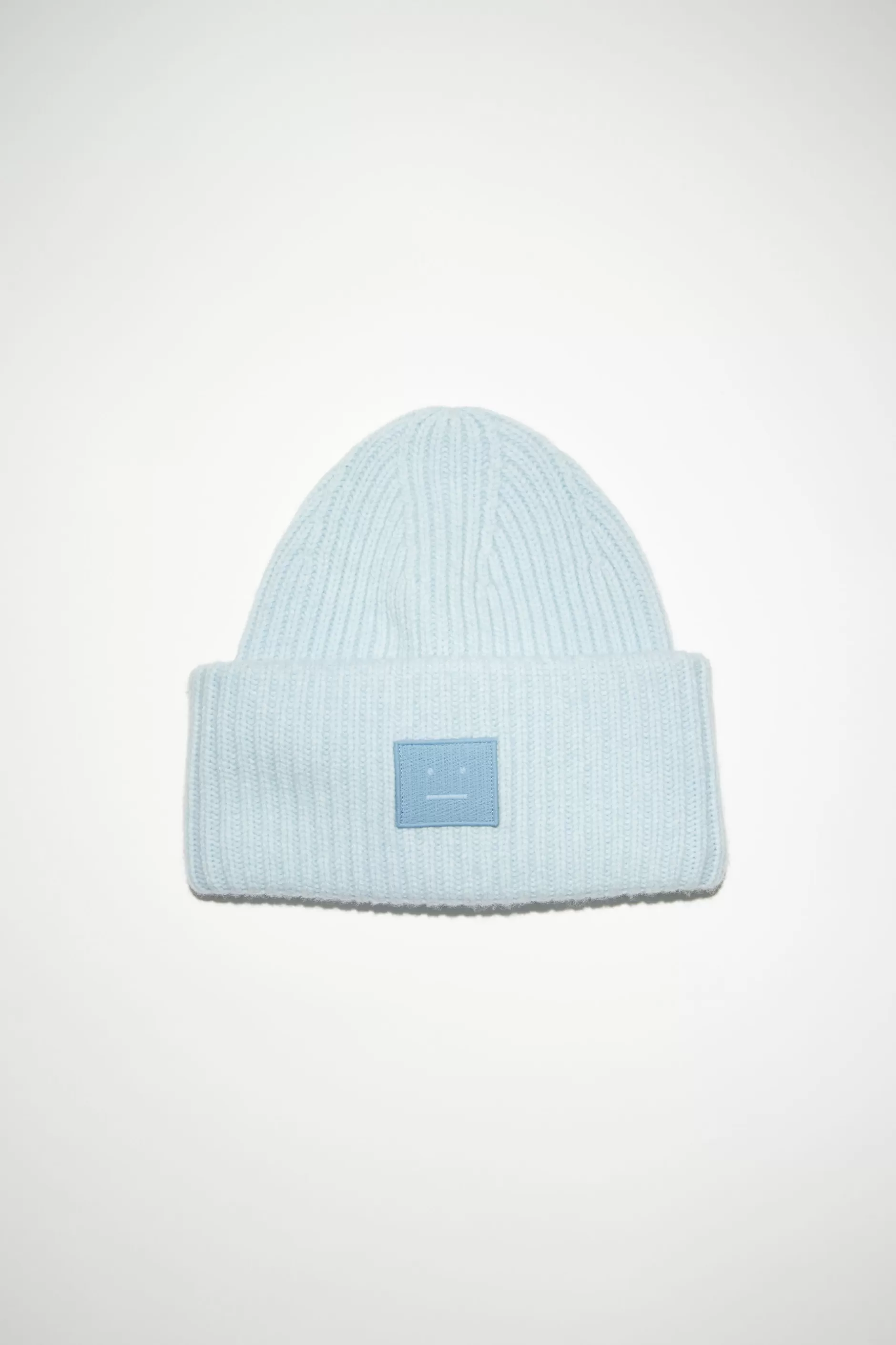 Acne Studios Beanie Mit Grosem Face-Logo Meliertes Himmelblau Fashion