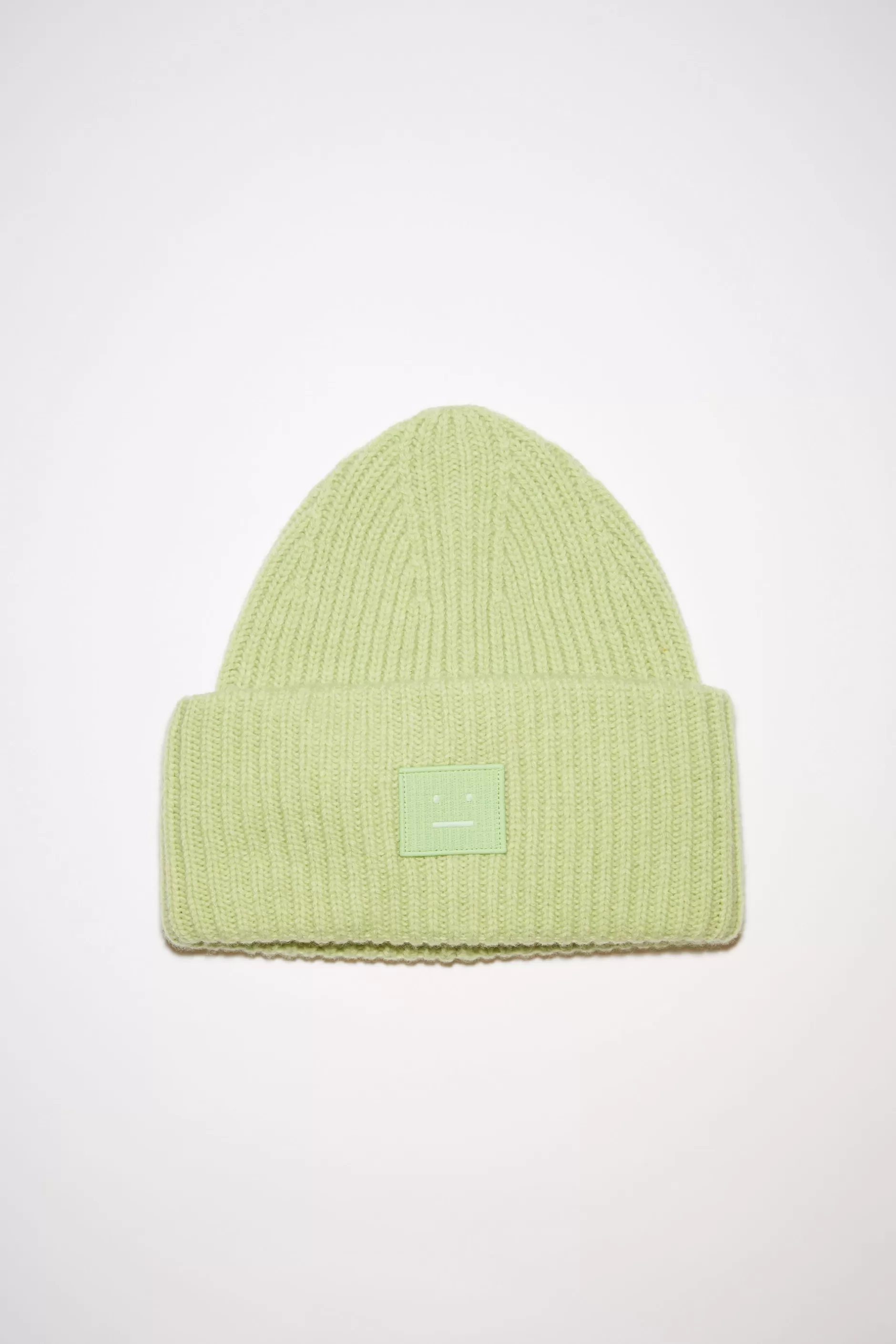 Acne Studios Beanie Mit Grosem Face-Logo Blassgrun Meliert Best