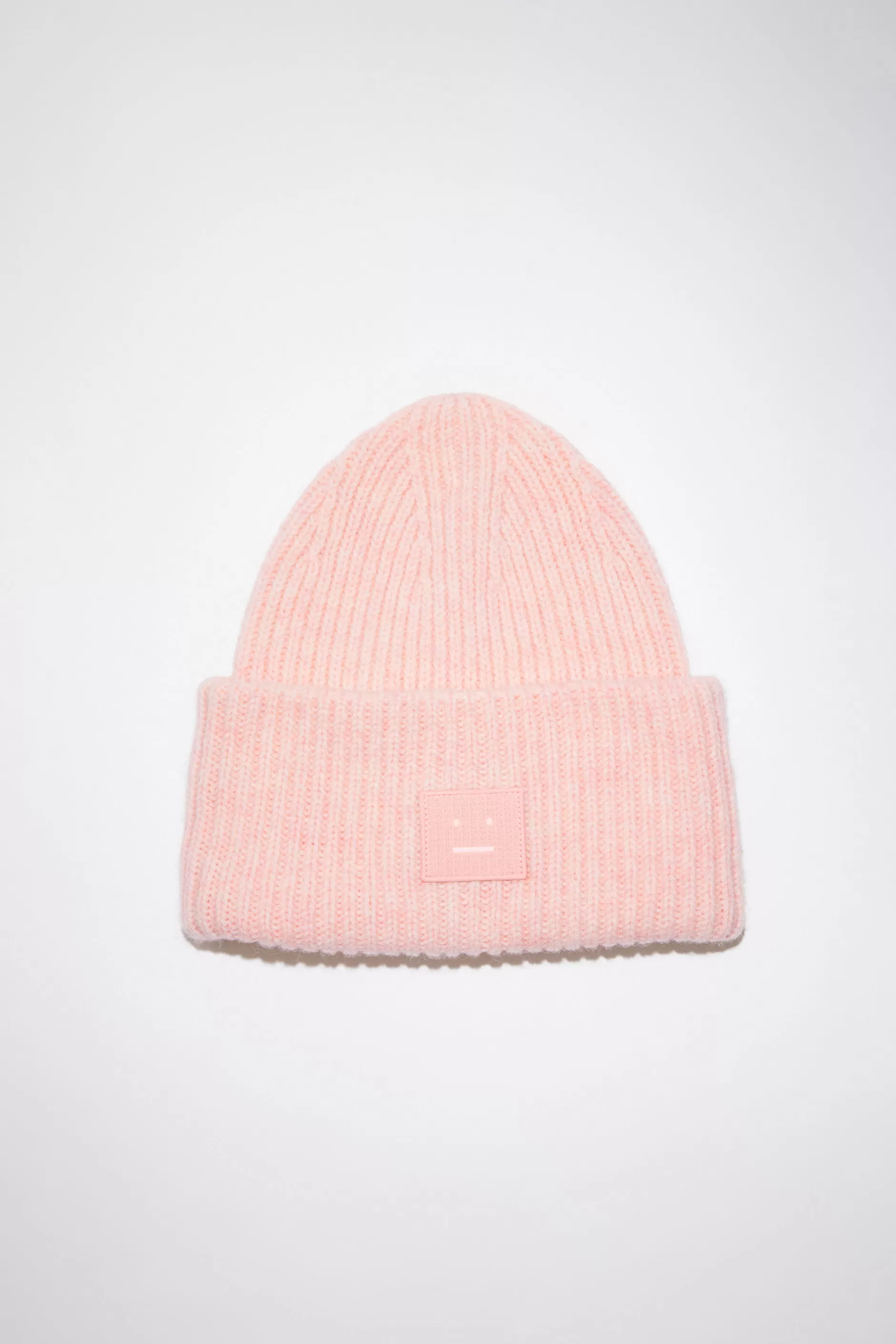 Acne Studios Beanie Mit Grosem Face-Logo Meliertes Ausgebleichtes Rosa Shop