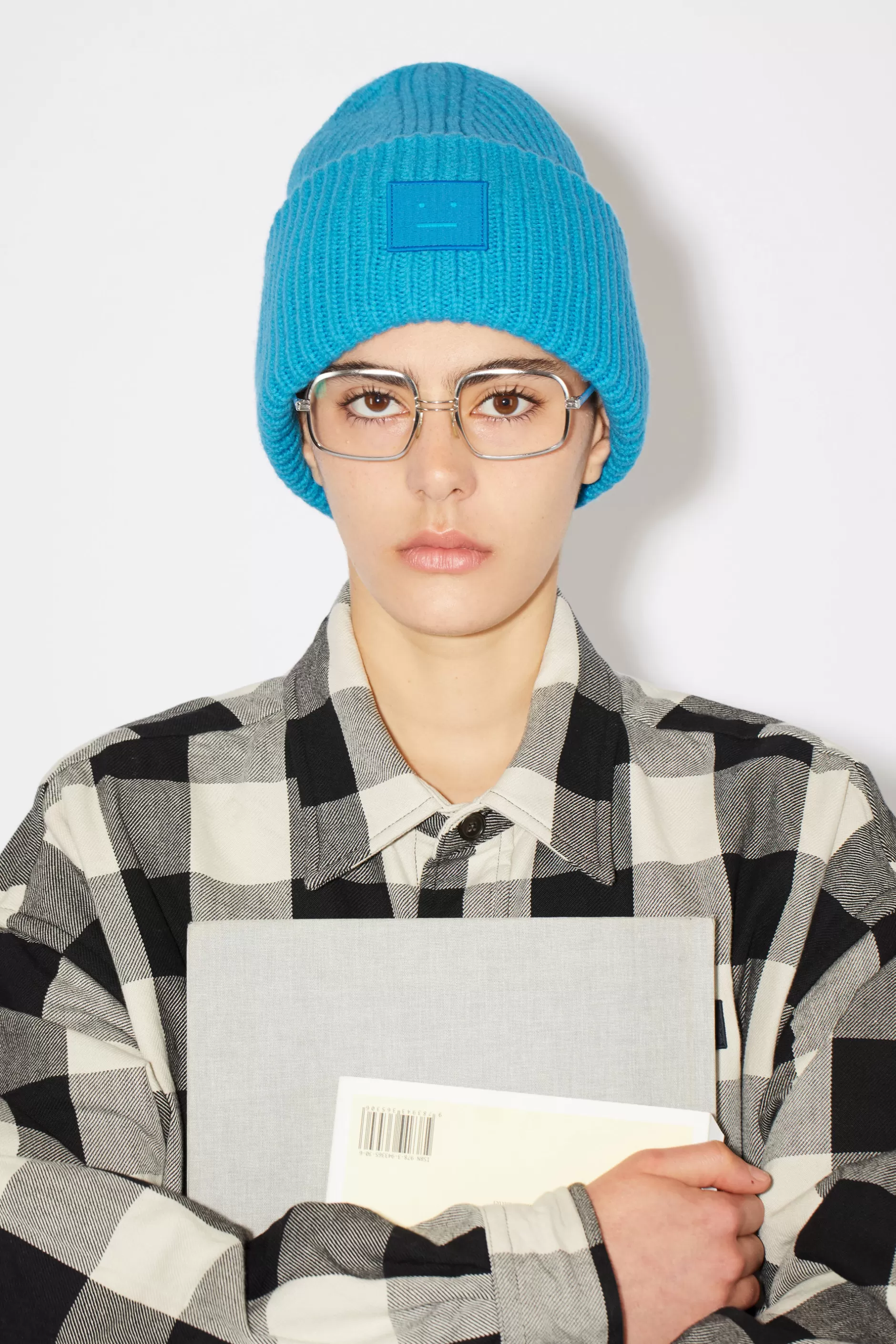 Acne Studios Beanie Mit Grosem Face-Logo Saphirblau Flash Sale