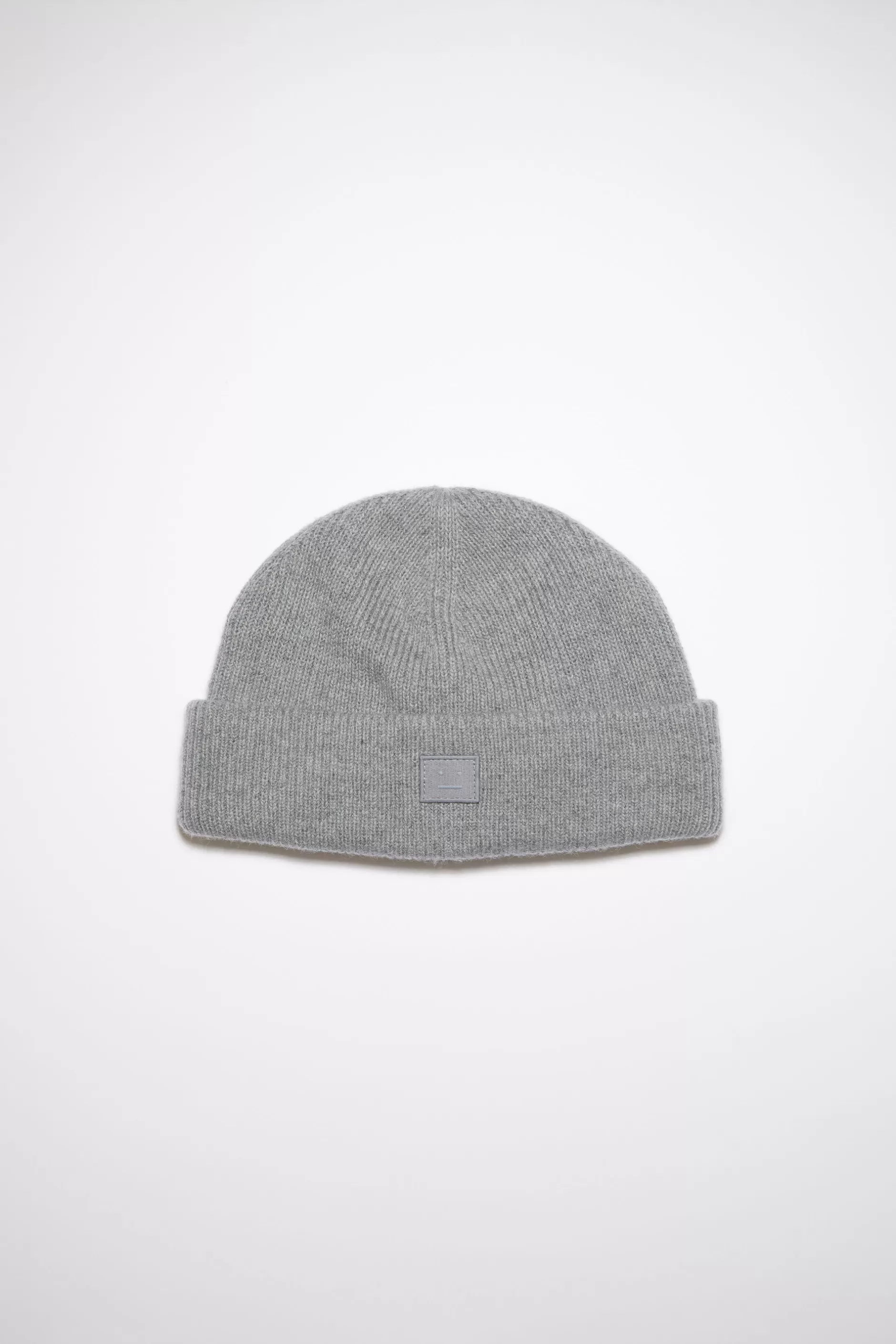 Acne Studios Beanie Mit Kleinem Face-Logo Grau-Meliert Best