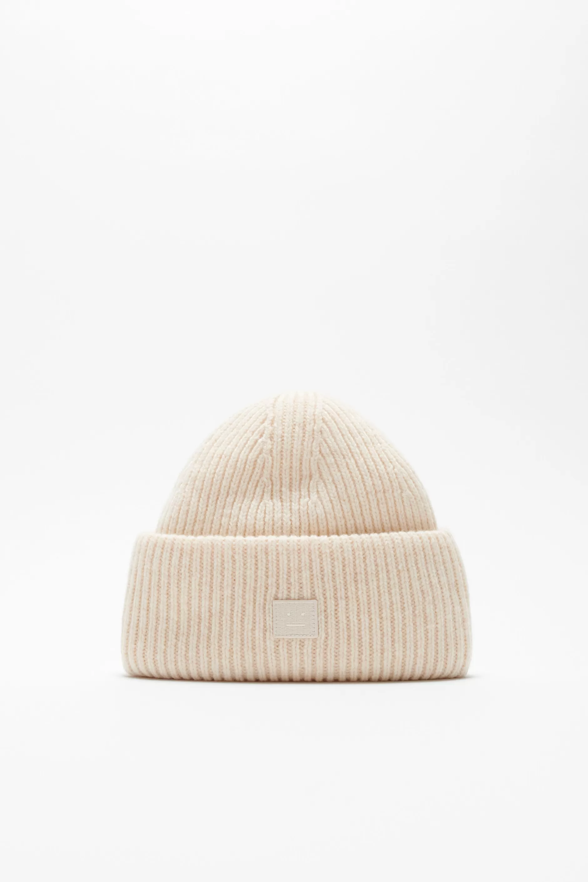 Acne Studios Beanie Mit Kleinem Face-Logo Haferbeige Meliert Flash Sale