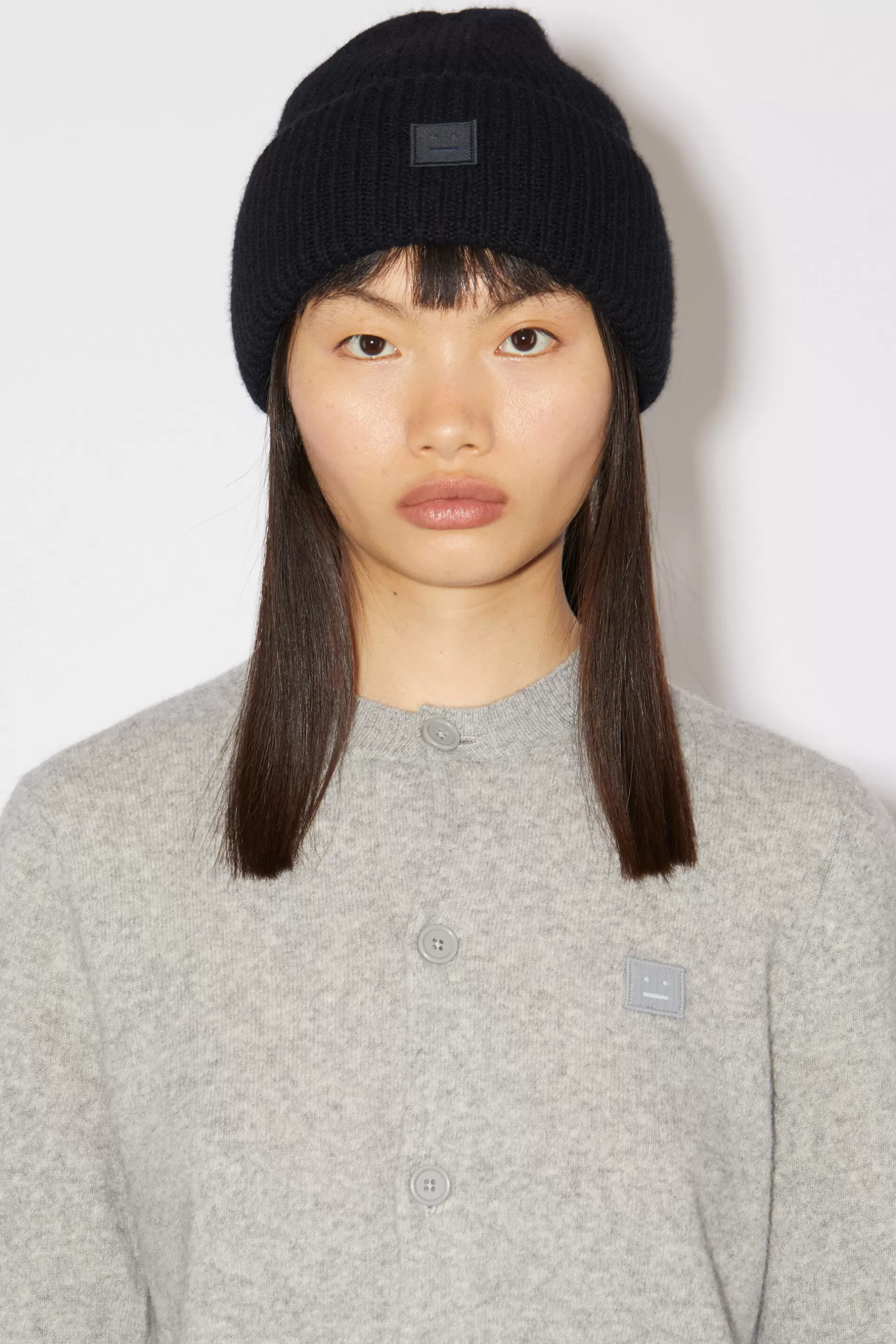 Acne Studios Beanie Mit Kleinem Face-Logo Schwarz Best