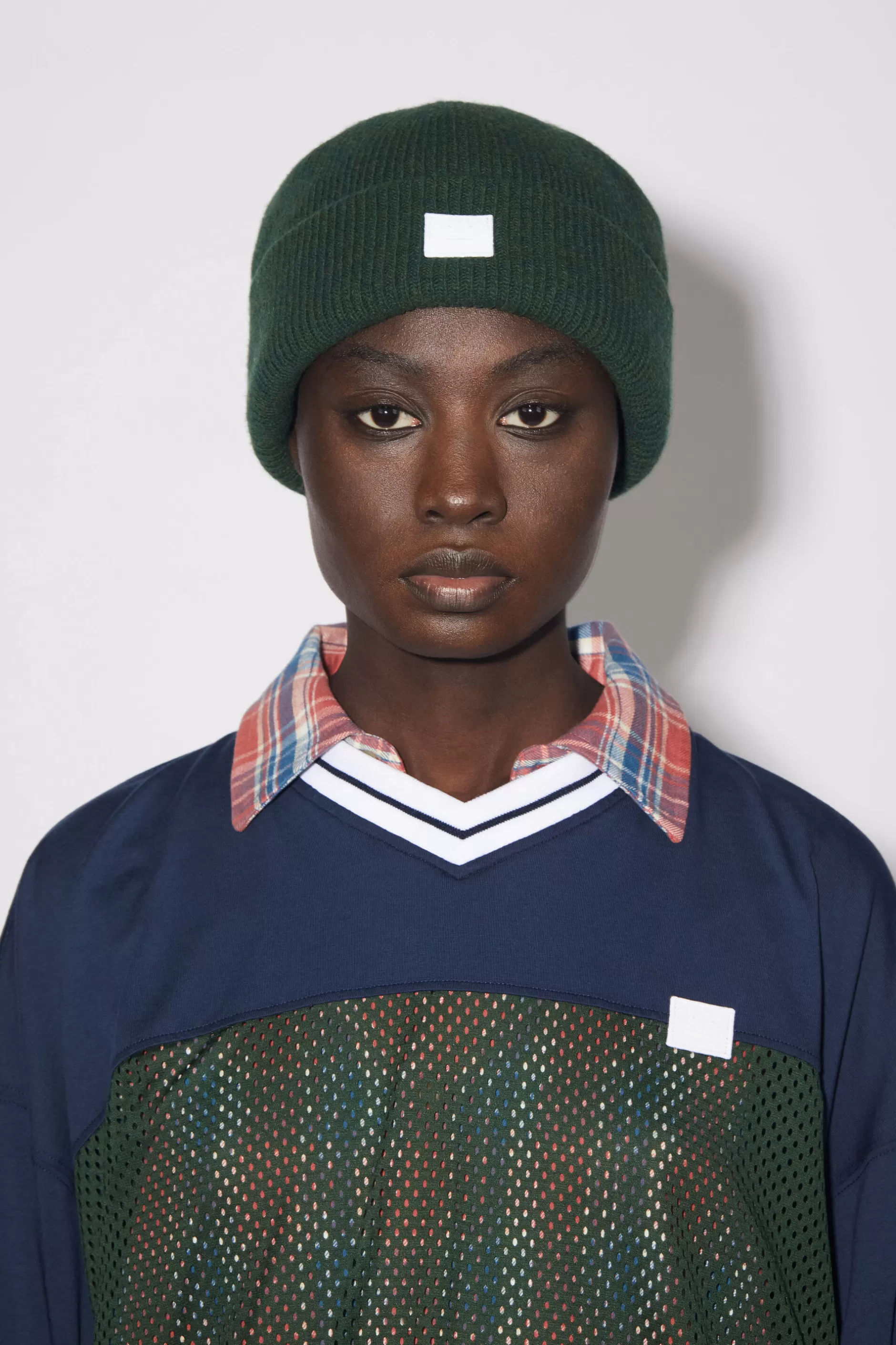 Acne Studios Beanie Mit Kleinem Face-Logo Dunkelgrun Cheap