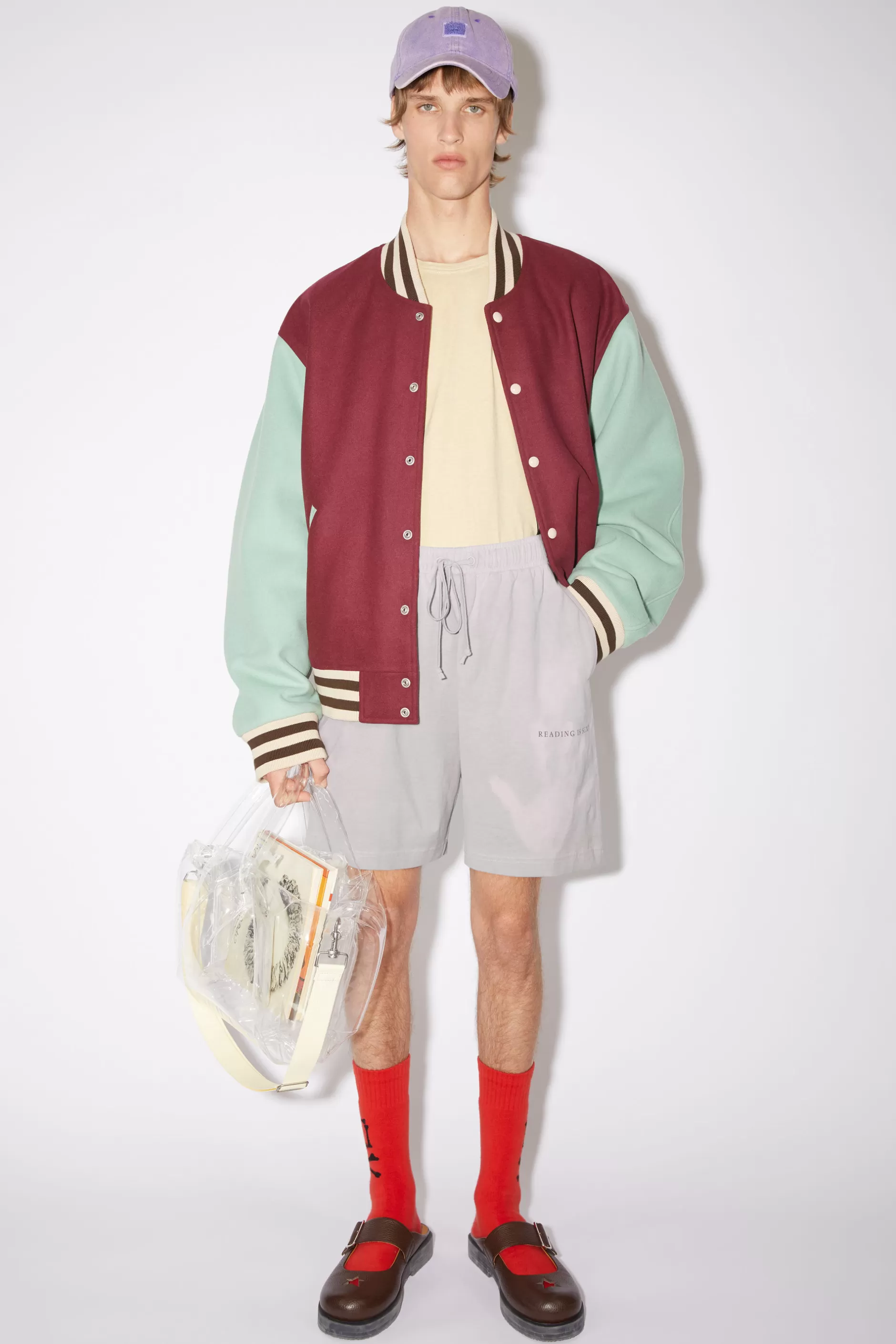 Acne Studios Bedruckte Shorts Grau/Lila Flash Sale