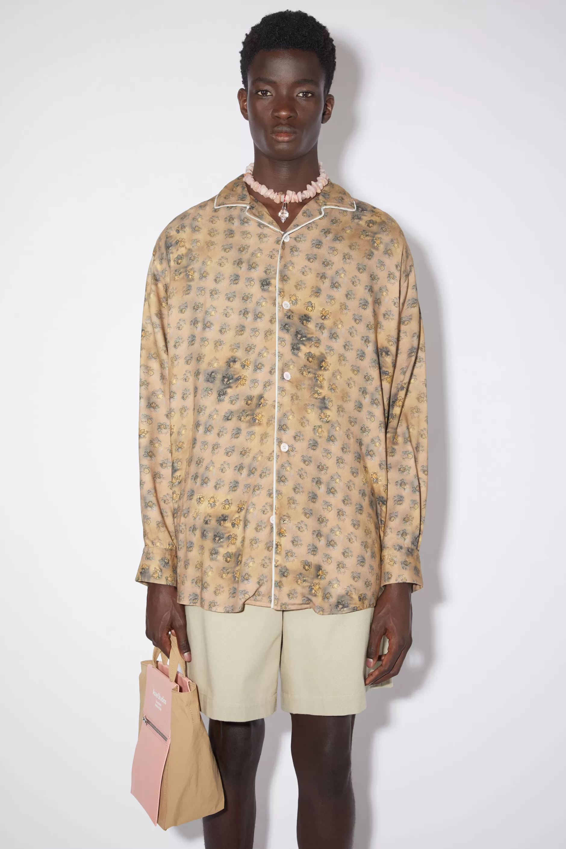 Acne Studios Bedrucktes Hemd Sandbeige/Gelb Cheap