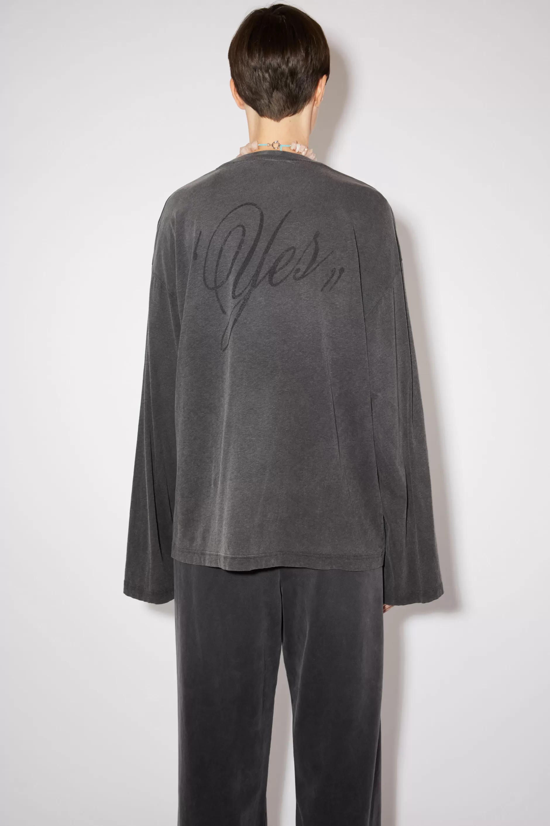 Acne Studios Bedrucktes Longsleeve Ausgebleichtes Schwarz Store