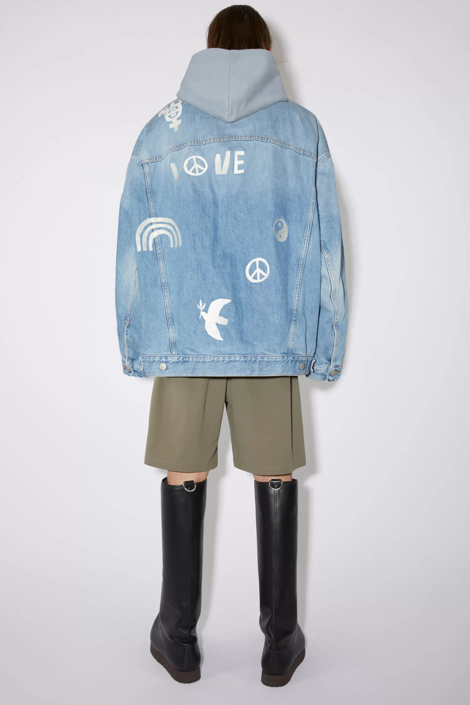 Acne Studios Bestickte Denimjacke In Lockerer Passform Hellblau Outlet