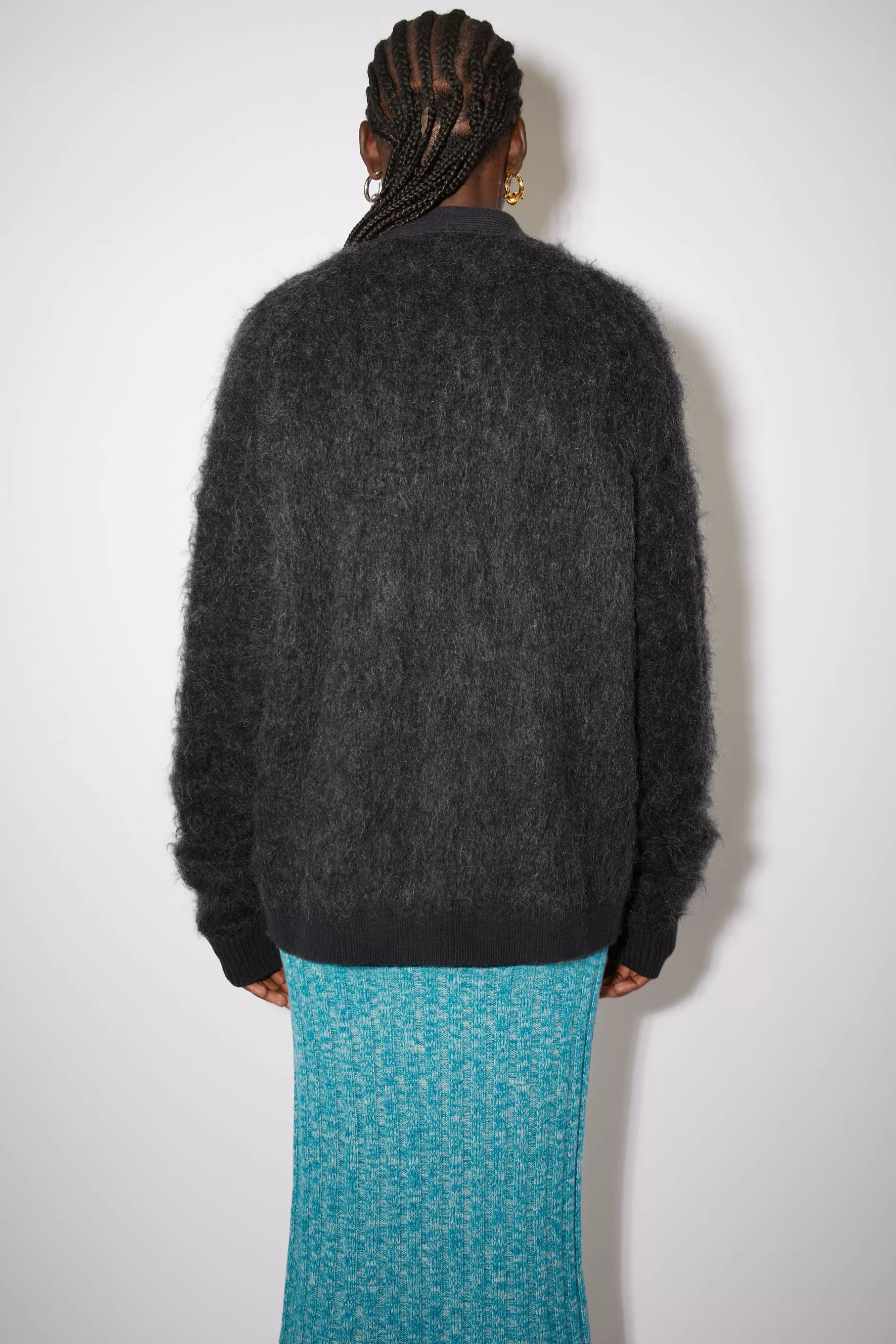 Acne Studios Cardigan Aus Flauschigem Mohair-Woll-Mix Anthrazitgrau Best