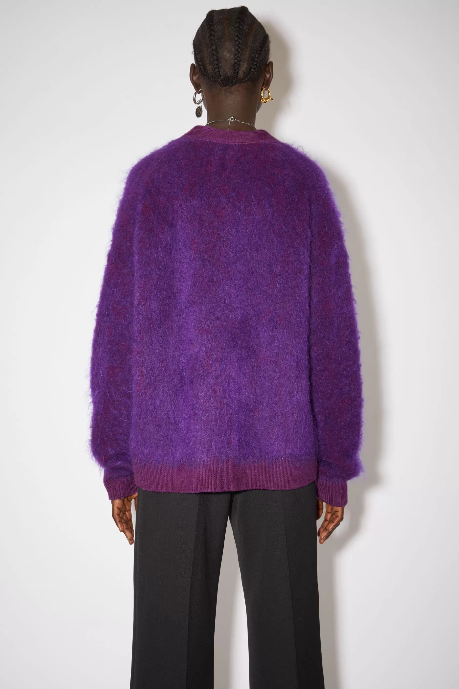 Acne Studios Cardigan Aus Flauschigem Mohair-Woll-Mix Violett-Lila Best Sale