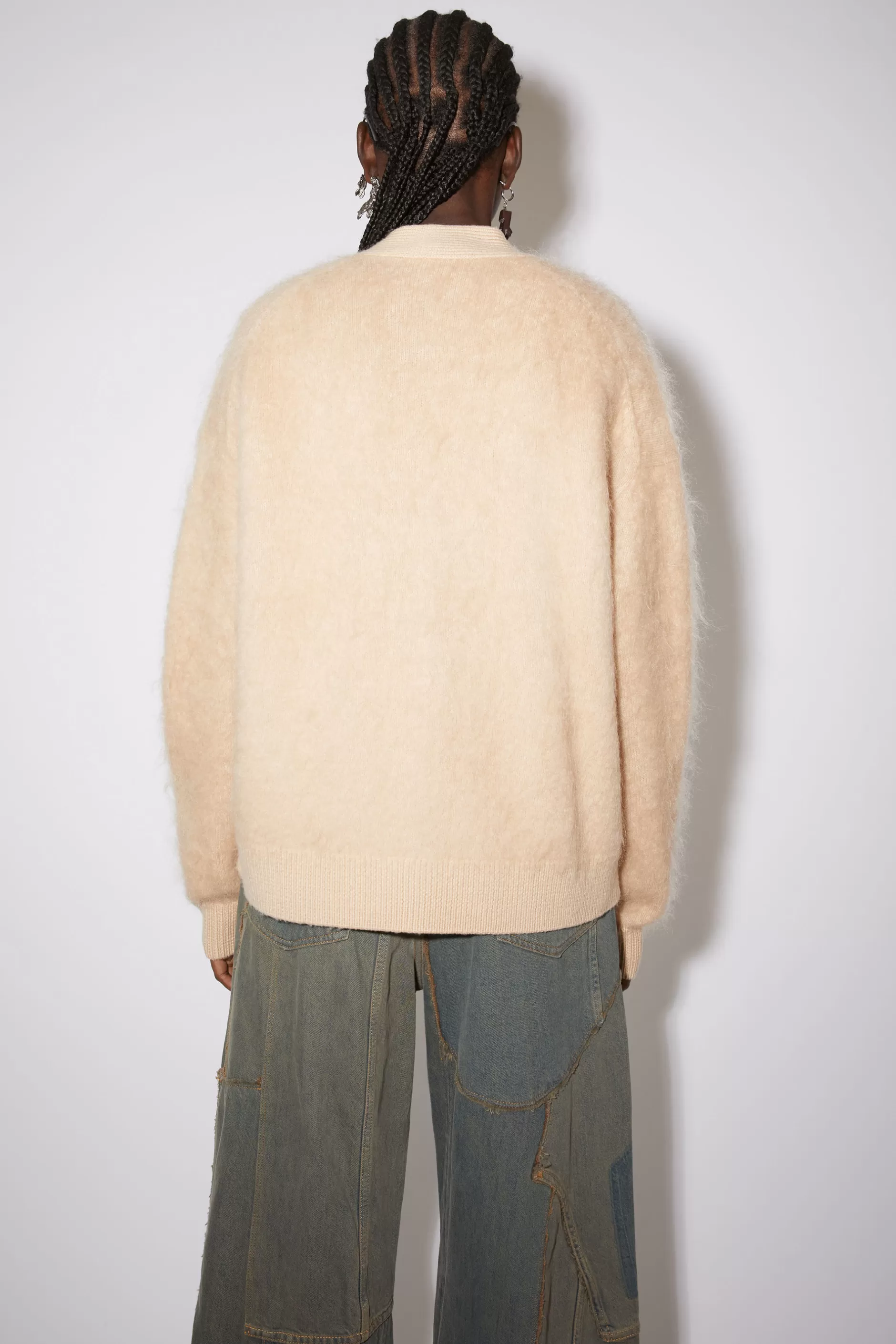 Acne Studios Cardigan Aus Flauschigem Mohair-Woll-Mix Warmes Beige Flash Sale