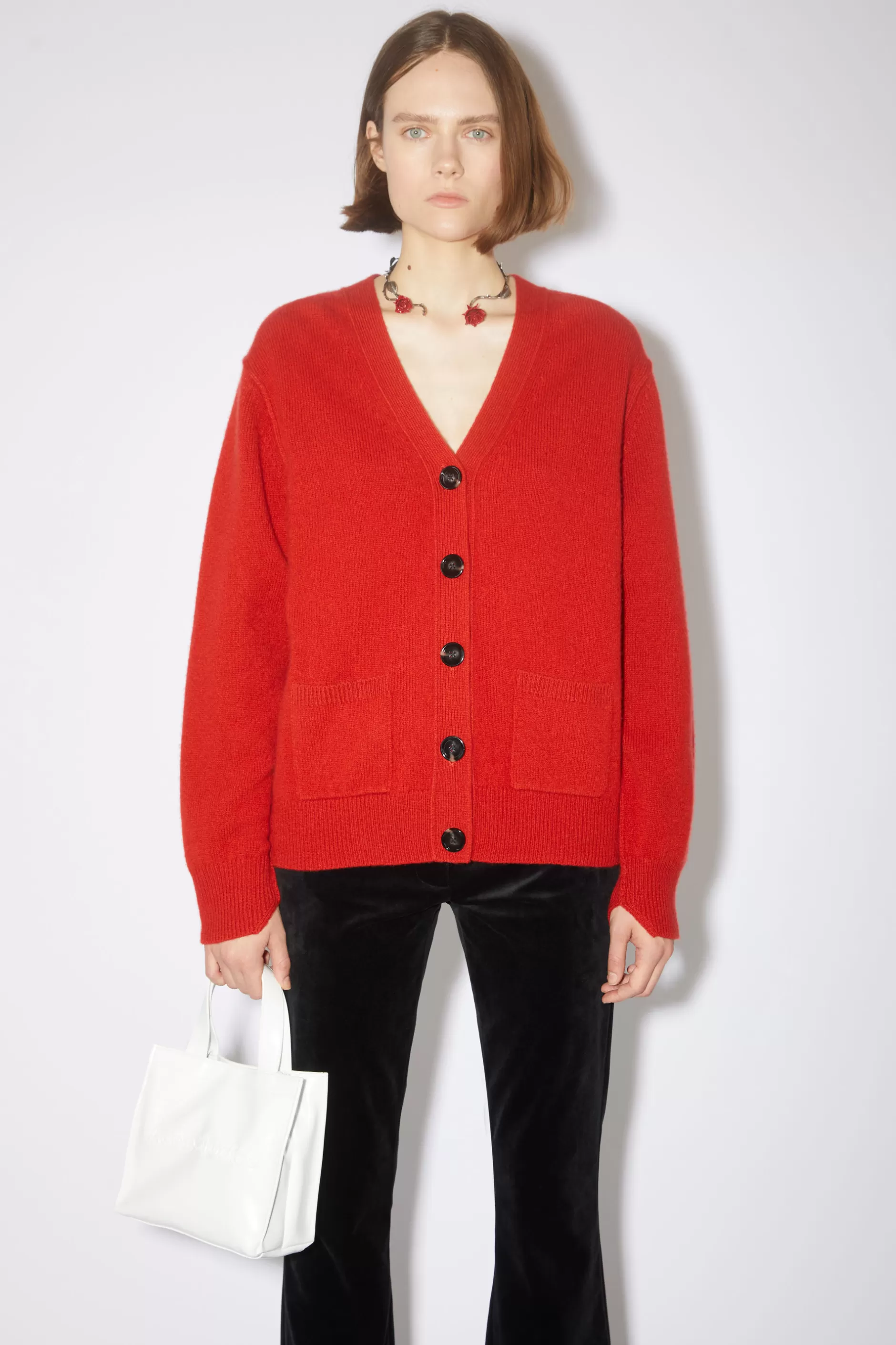 Acne Studios Cardigan Aus Woll-Kaschmir-Mix Kardinalrot Flash Sale