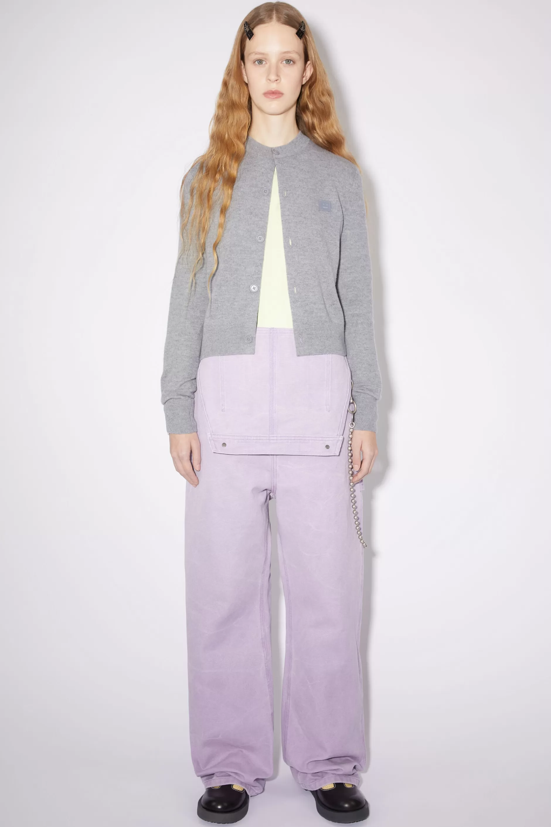 Acne Studios Cardigan Mit Rundhalsausschnitt Grau Meliert Store