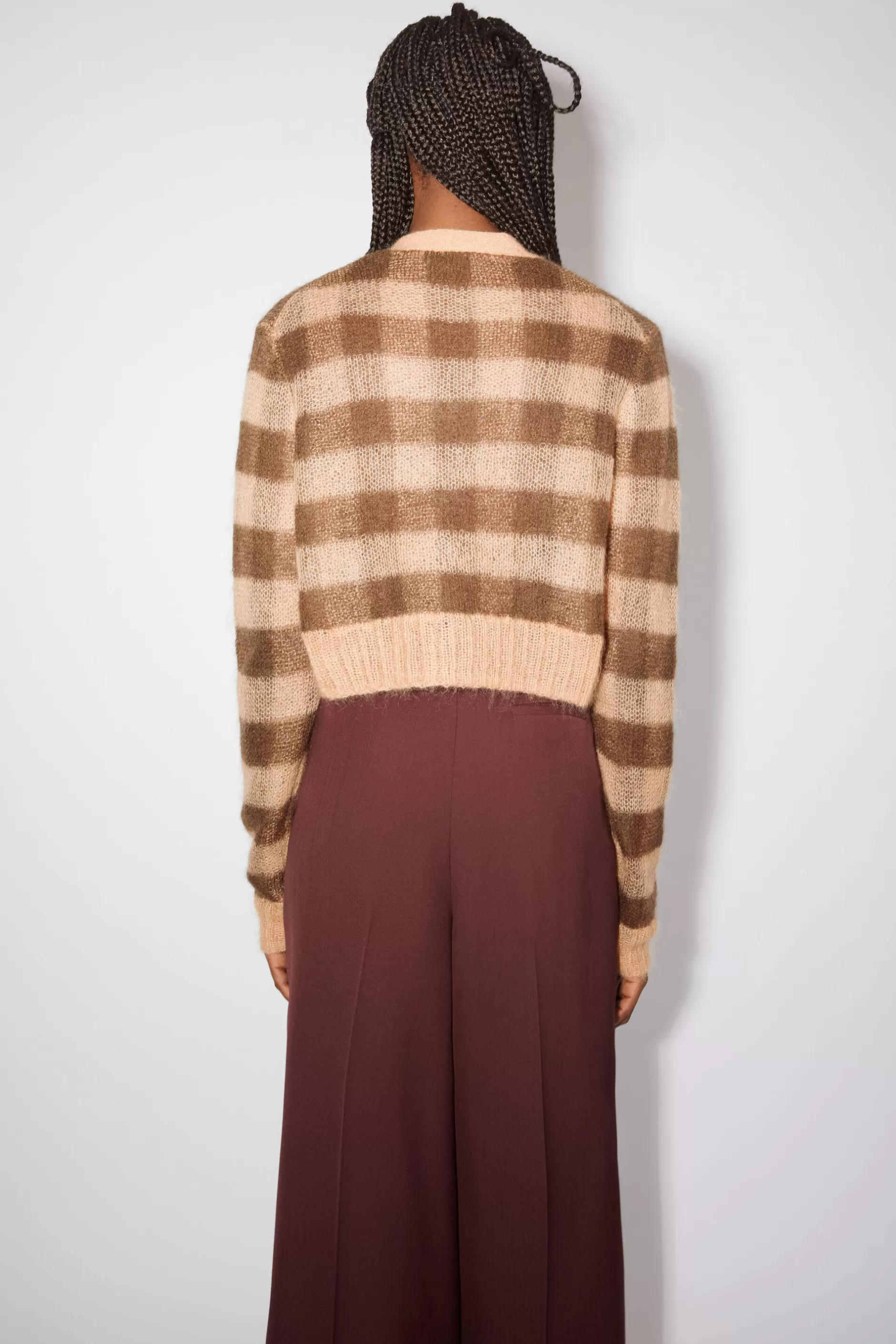 Acne Studios Cardigan Mit Vichy-Karo Hellbraun/Dunkelbraun Clearance