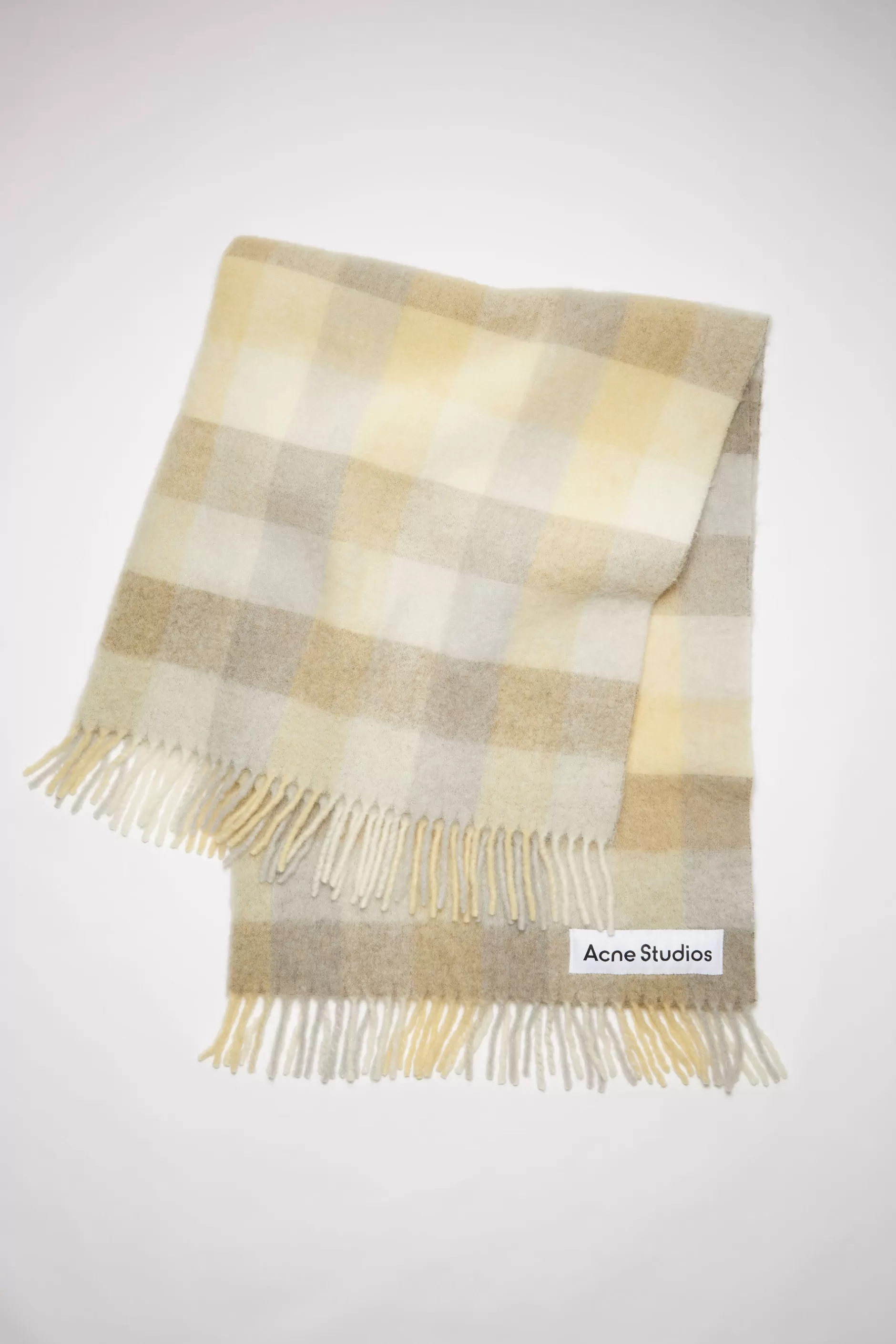 Acne Studios Deckenschal Aus Alpaka-Mix Mit Karomuster Blassgelb/Beige/Grau Sale