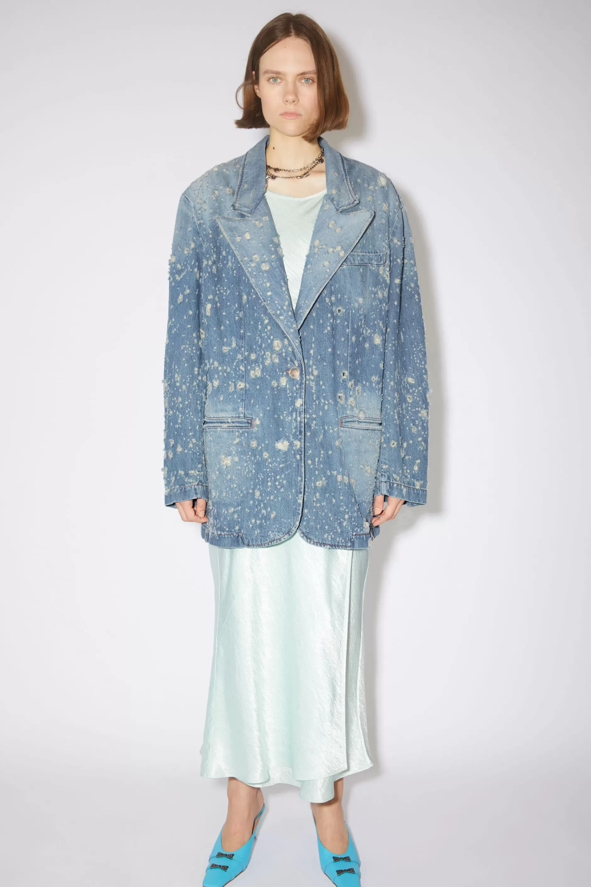 Acne Studios Denimjacke Im Used-Look Mid Blue Cheap