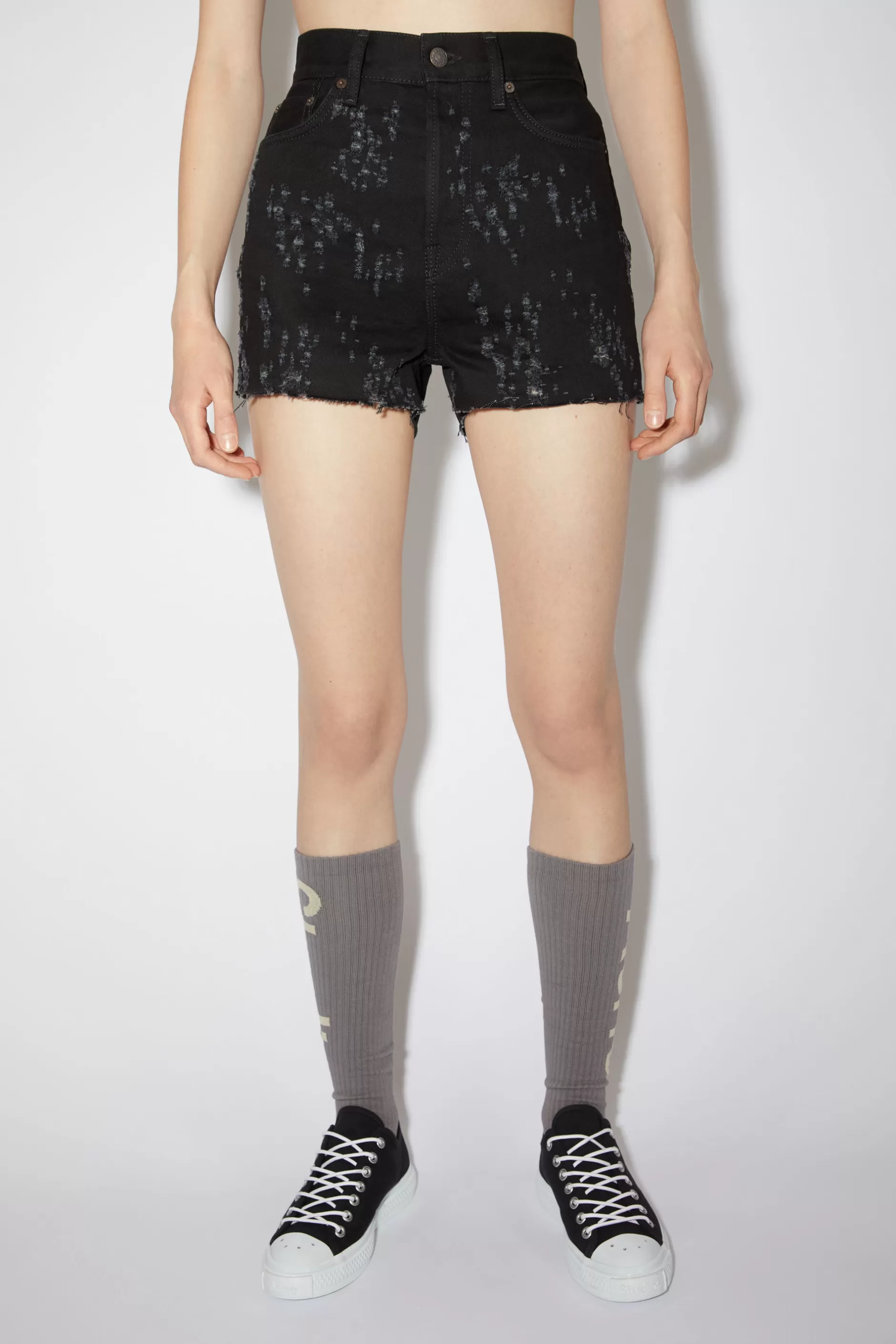 Acne Studios Denimshorts Im Used-Look Schwarz Best Sale