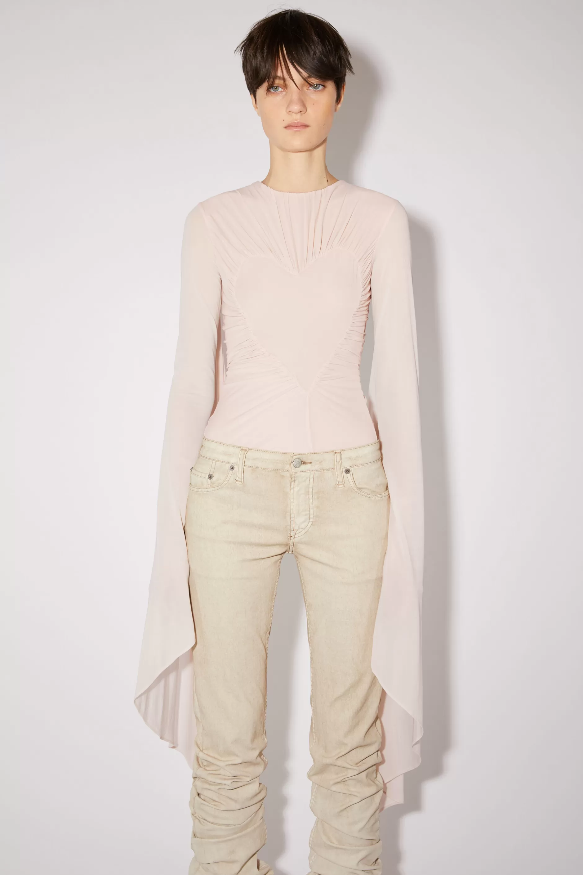 Acne Studios Drapierte Bluse Mit Herz Puder-Rosa Clearance