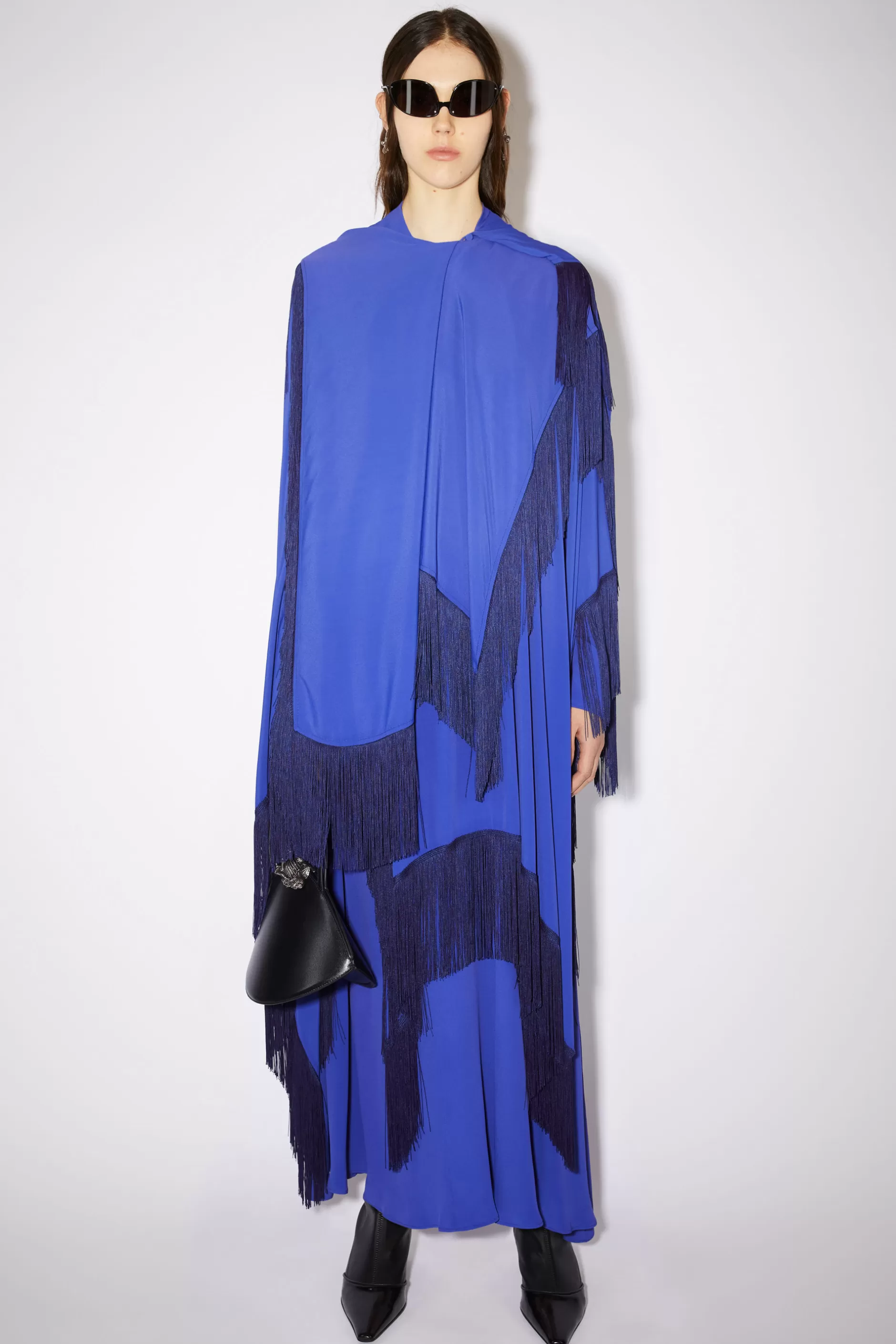 Acne Studios Drapiertes Kleid Mit Fransen Leuchtendes Blau Online