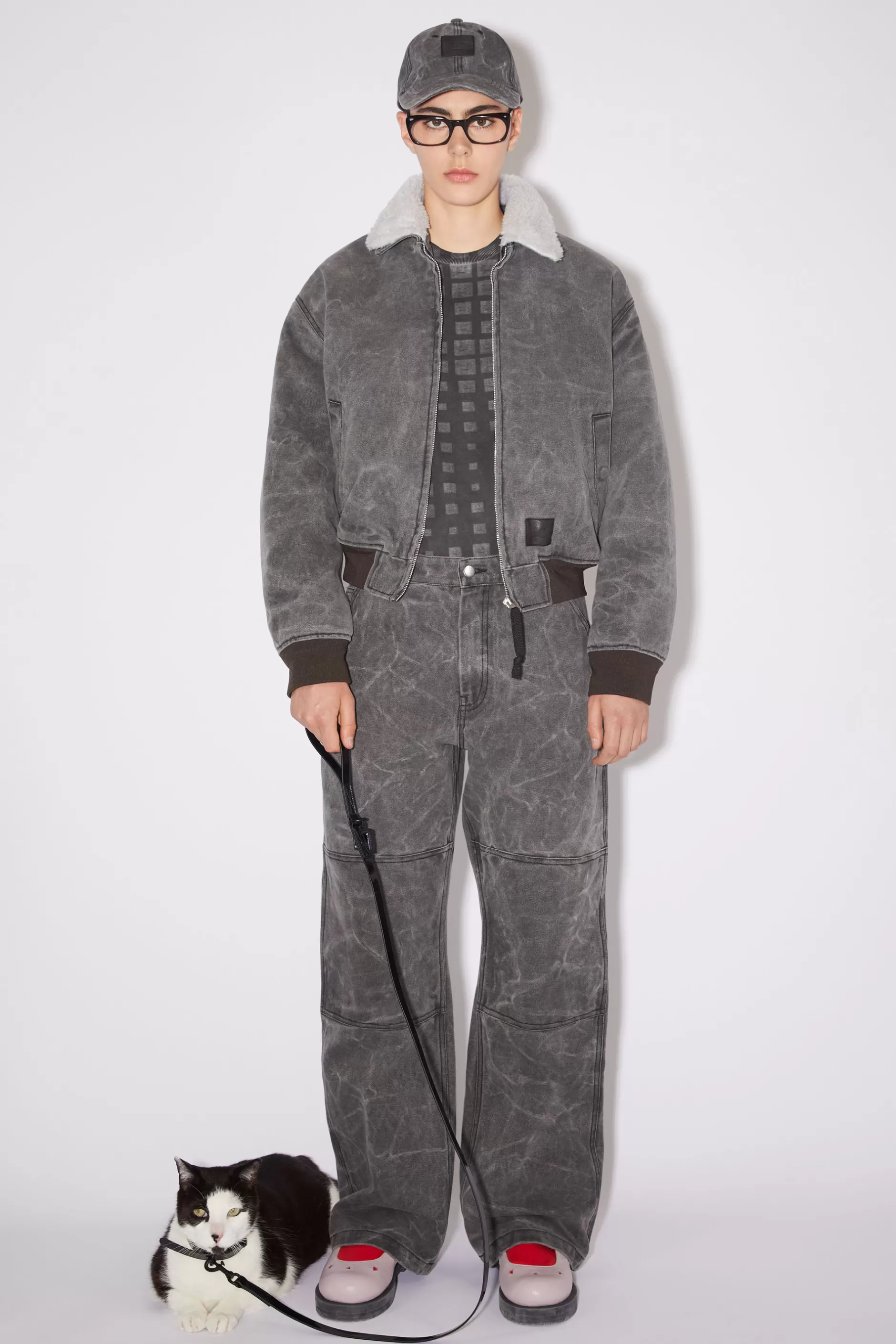 Acne Studios Dunne Hundeleine Mit Face-Logo Schwarz/Schwarz Online