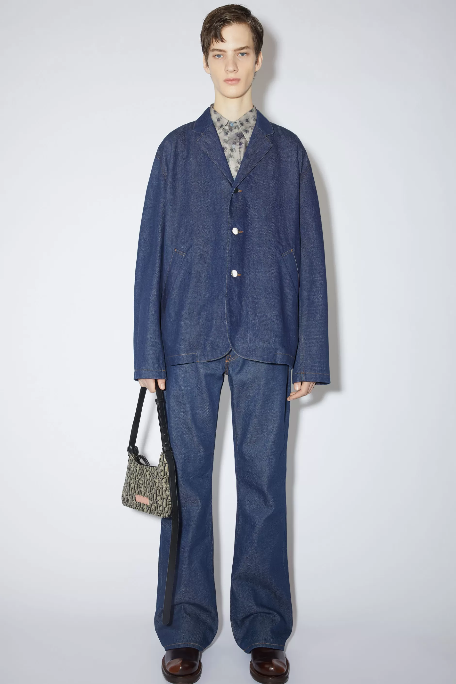 Acne Studios Einreihige Denimjacke Indigoblau Outlet