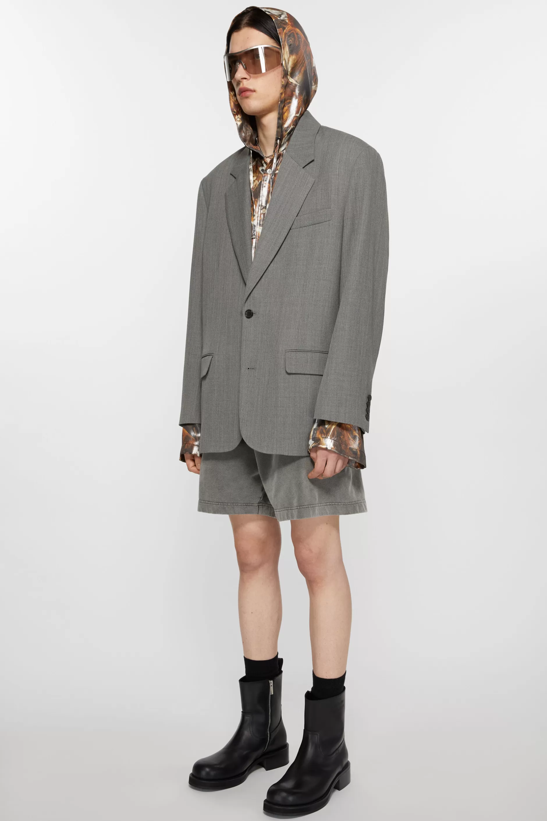 Acne Studios Einreihige Jacke Grau-Meliert New