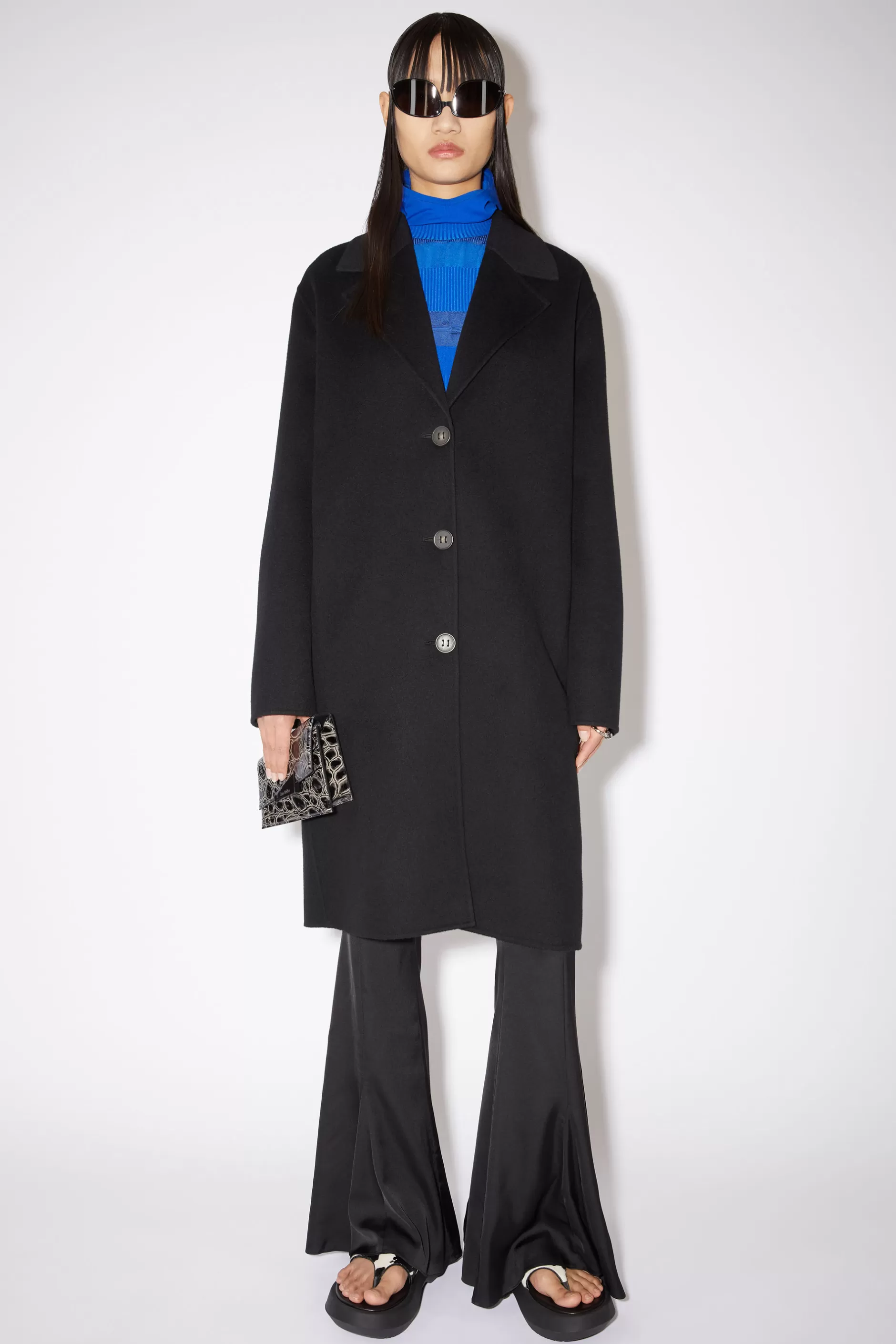 Acne Studios Einreihiger Mantel Schwarz Shop