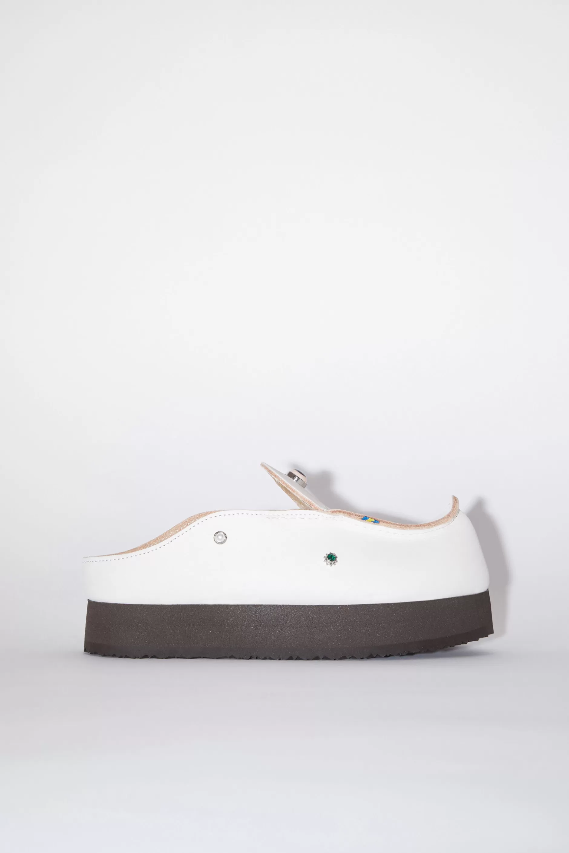 Acne Studios Embellished Leather Slip-On Shoes White Shop