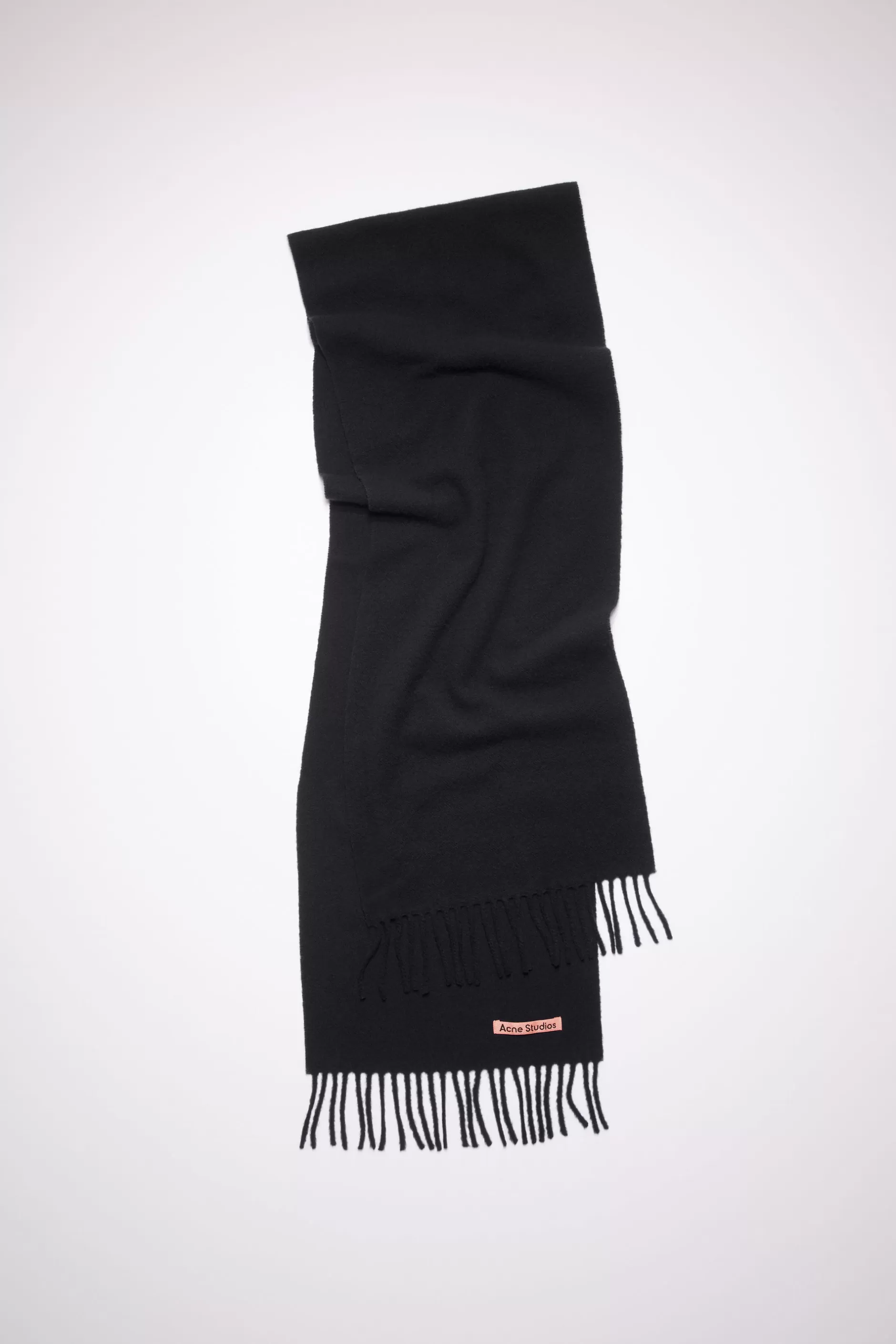 Acne Studios Fringe Wool Scarf - Skinny Black Flash Sale