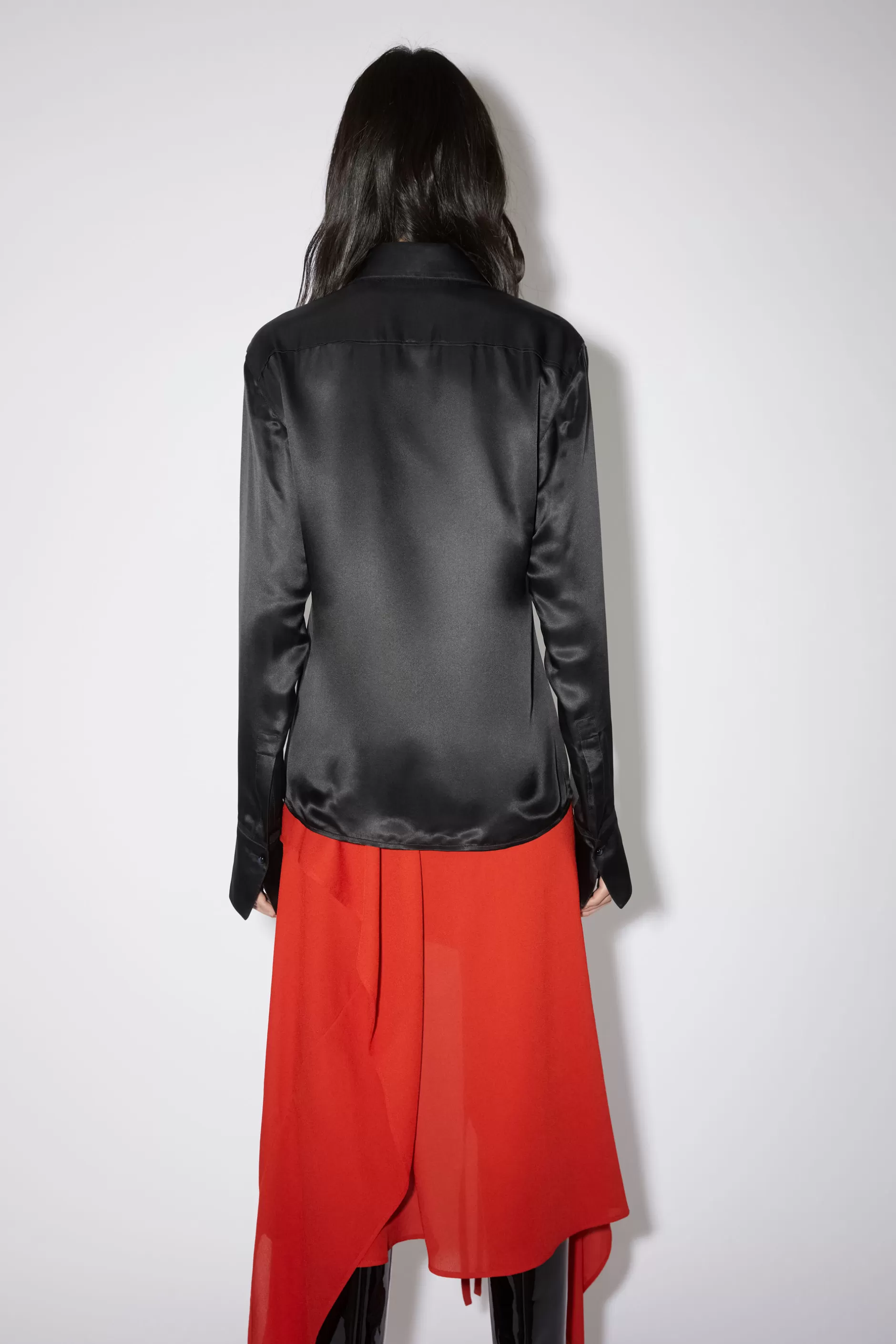 Acne Studios Geknopftes Satin-Hemd Schwarz Hot