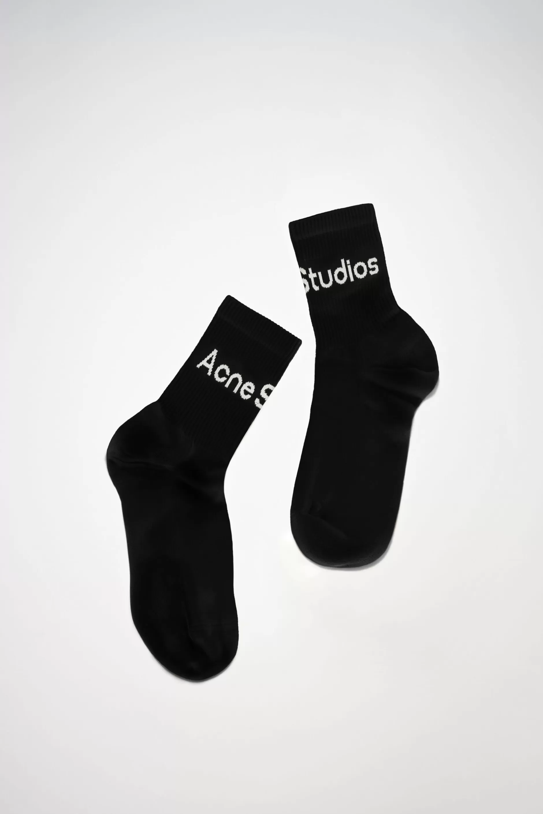 Acne Studios Gerippte Logo-Socken Satinschwarz/Grau Clearance