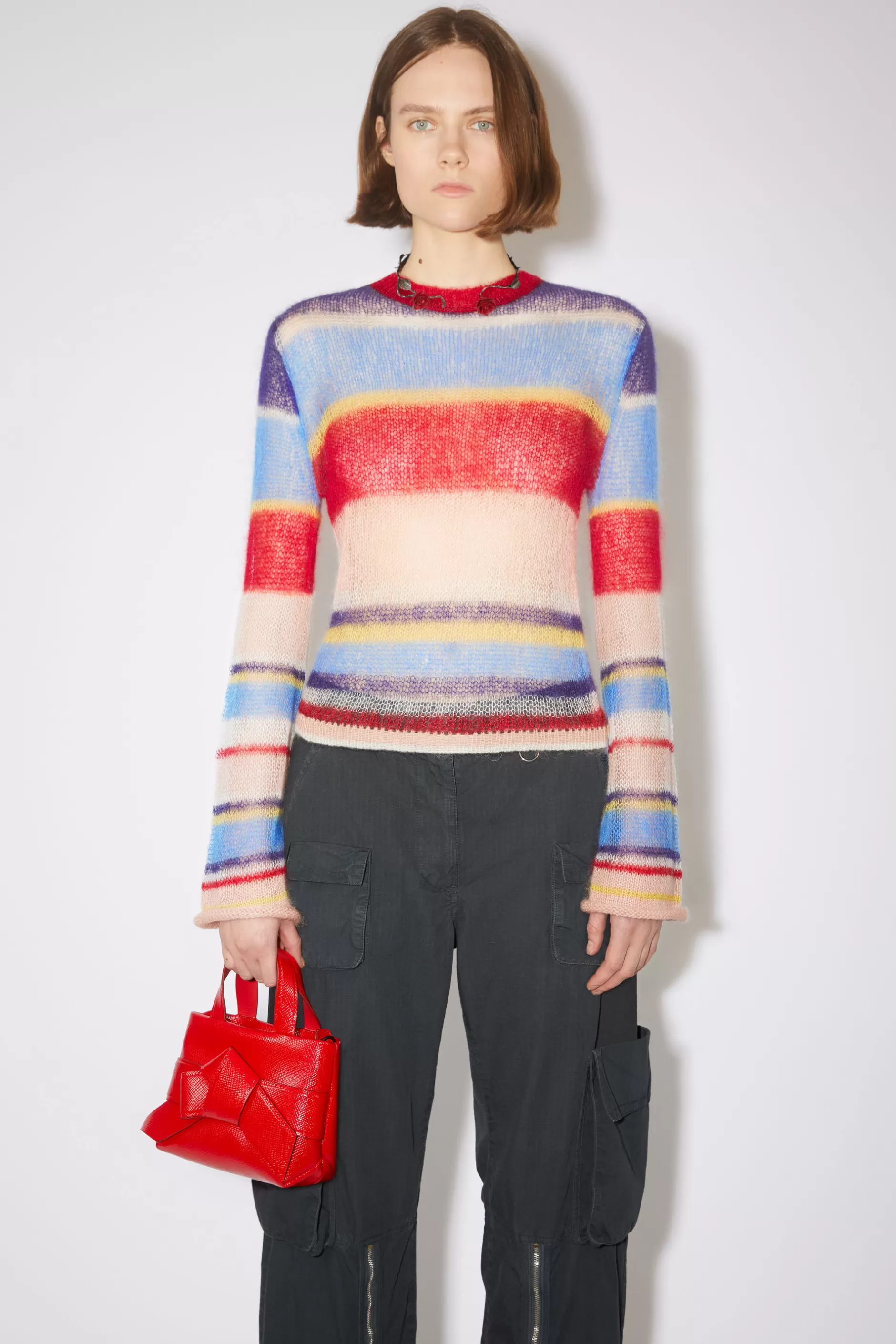 Acne Studios Gestreifter Pullover Aus Mohair Blau/Multi Best Sale