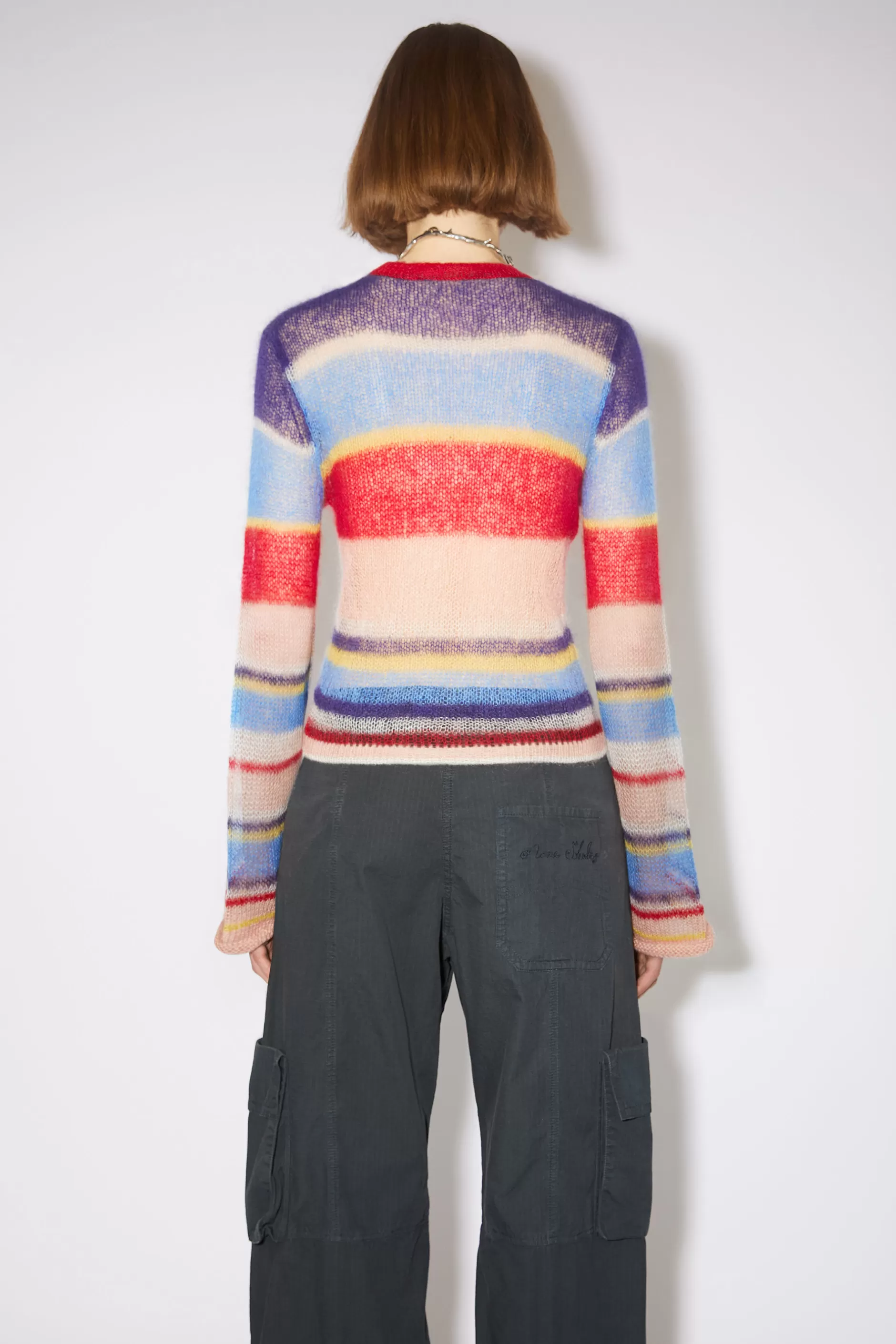 Acne Studios Gestreifter Pullover Aus Mohair Blau/Multi Best Sale