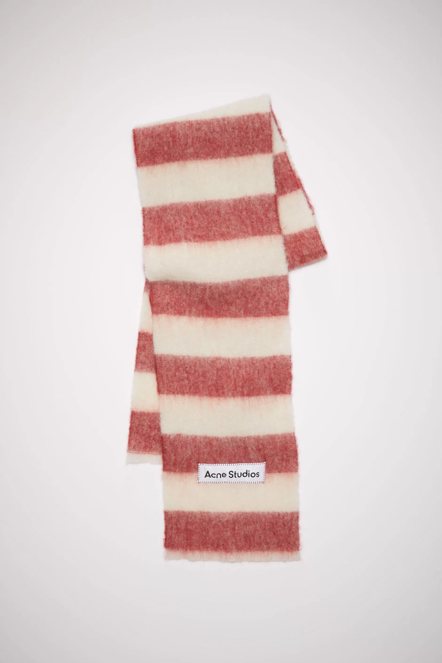 Acne Studios Gestreifter Schal Aus Woll-Mix Rot/Weis Best Sale