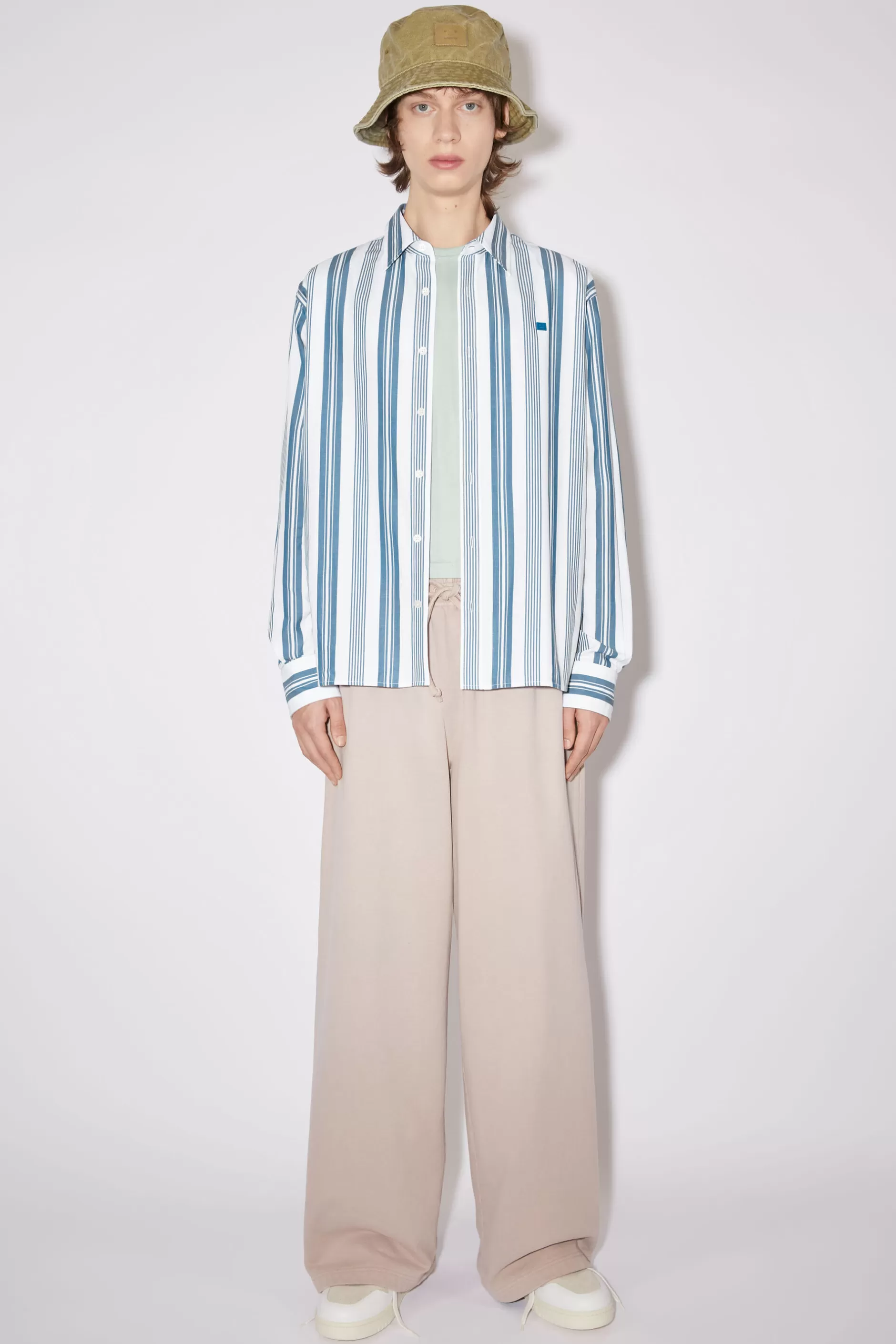 Acne Studios Gestreiftes Hemd Weis/Stahlblau Online