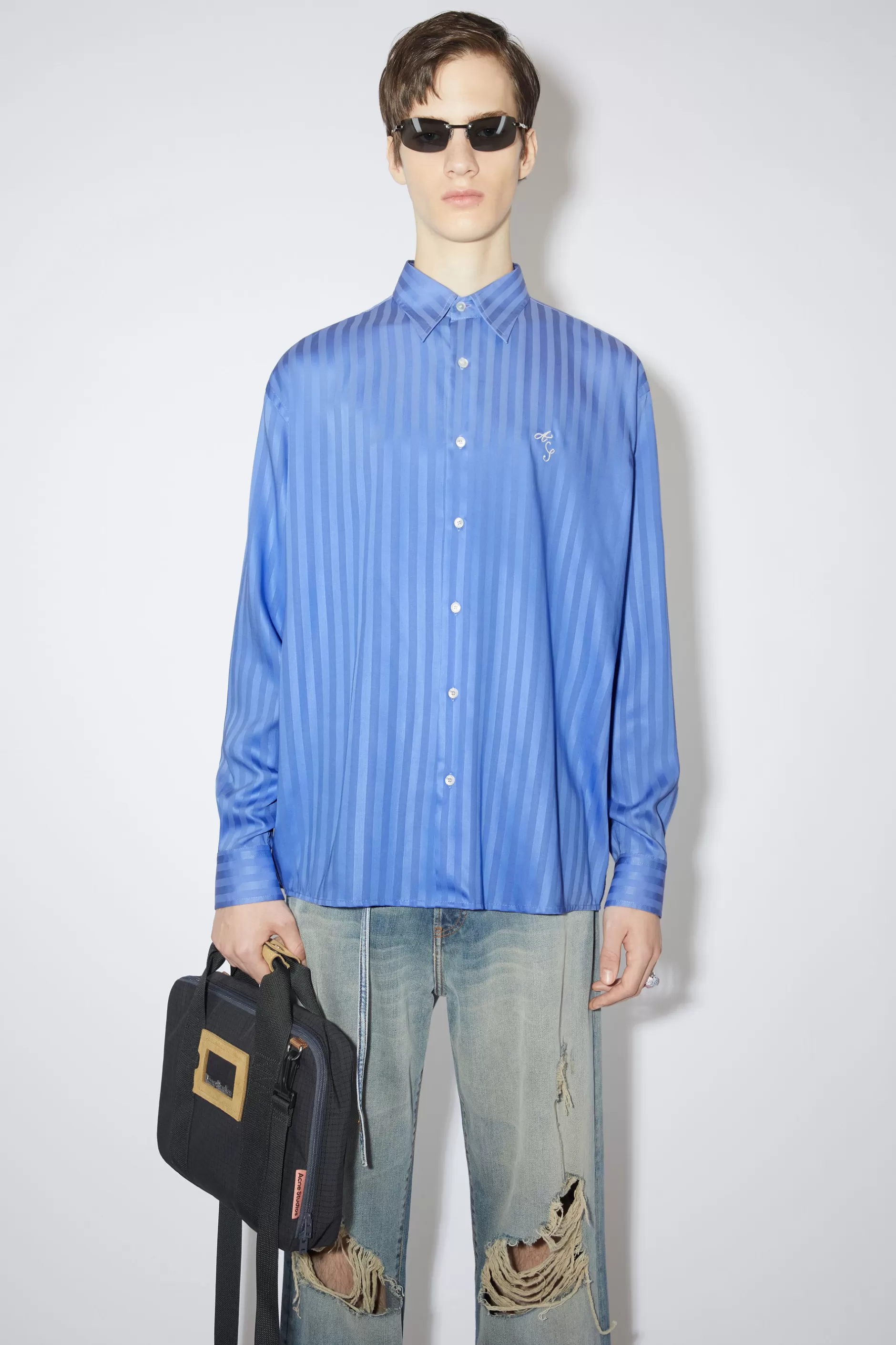 Acne Studios Gestreiftes Hemd Kornblumenblau Clearance