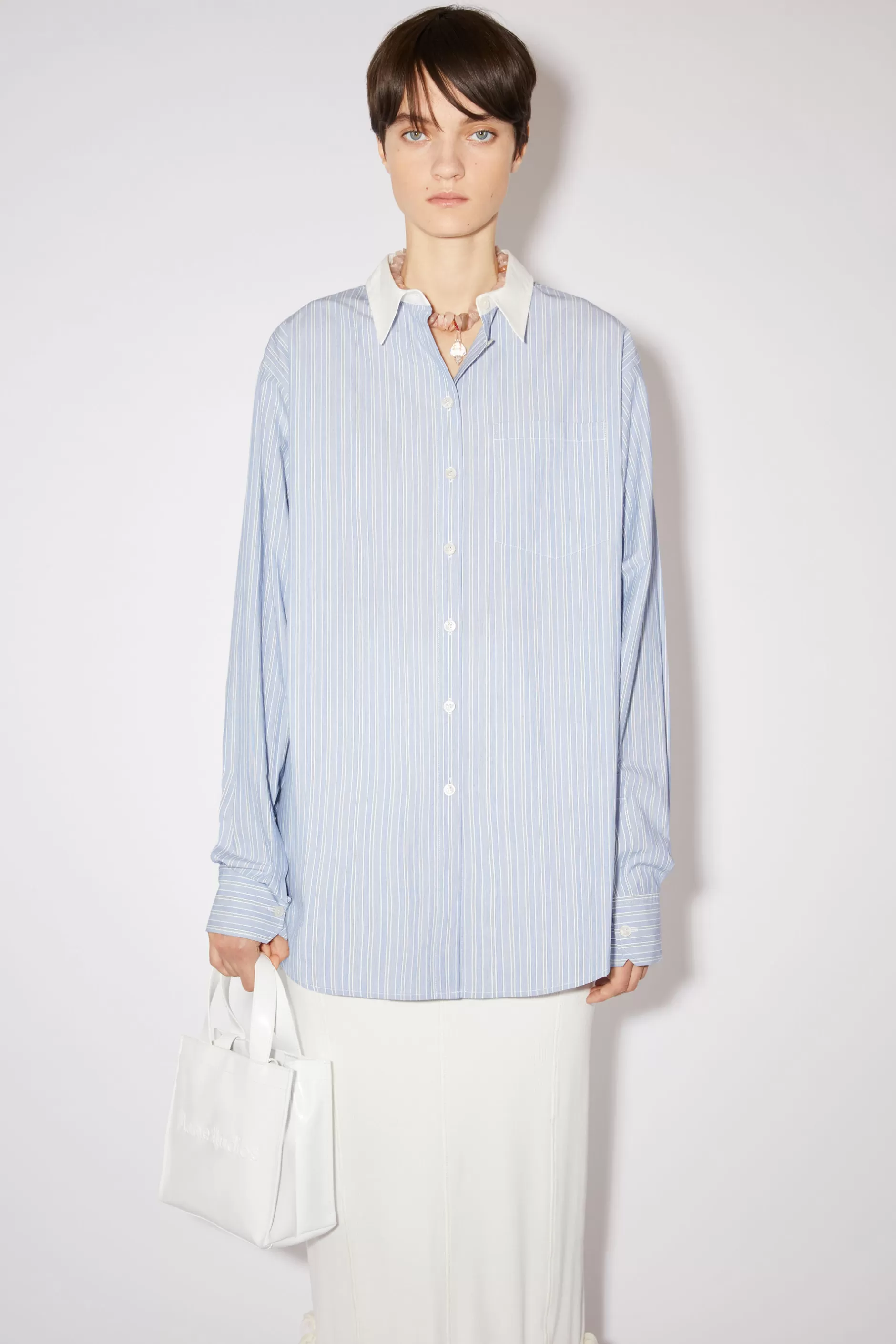 Acne Studios Gestreiftes Hemd Aus Baumwolle Blau/Weis Best