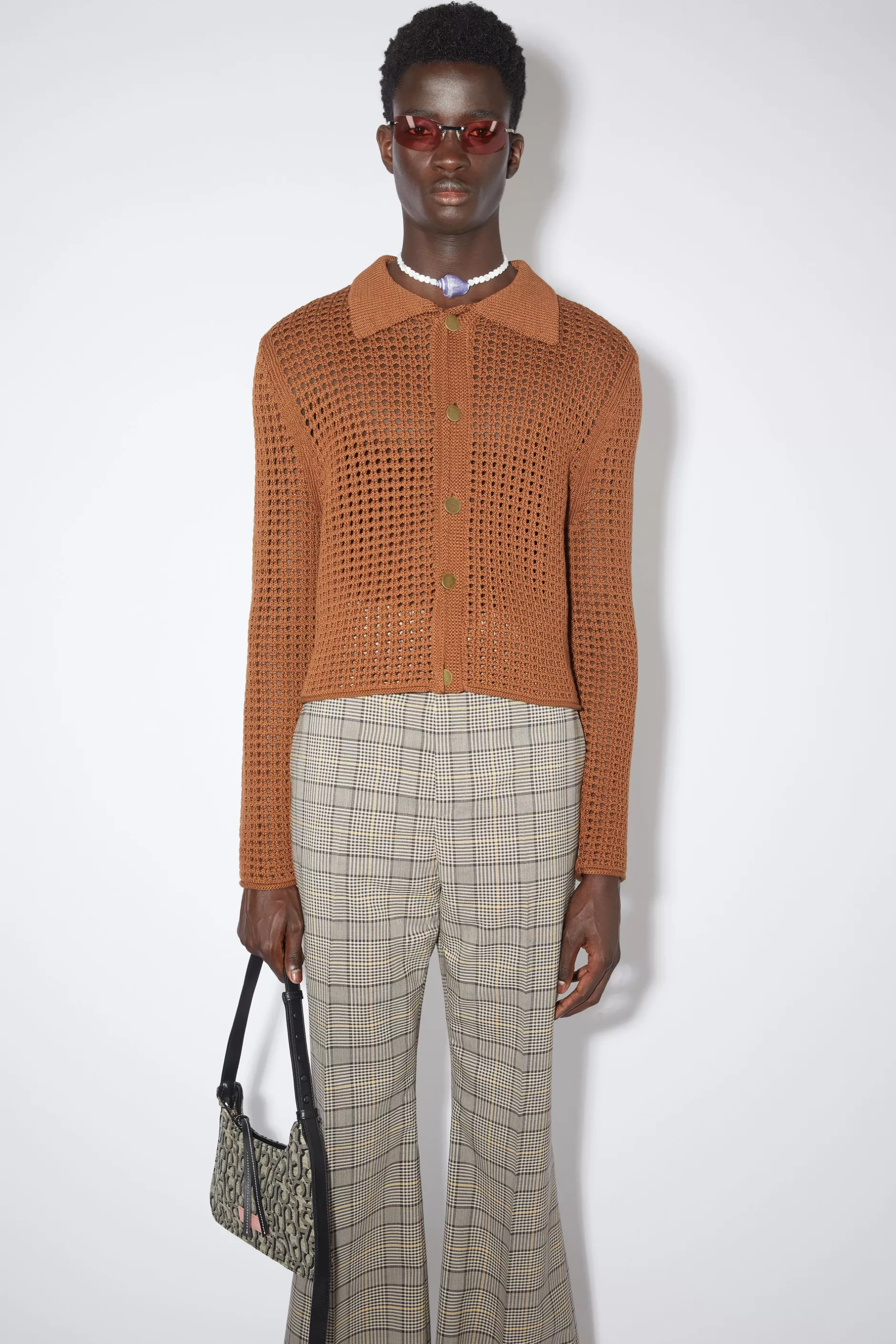 Acne Studios Gestrickter Cardigan Cognacbraun New