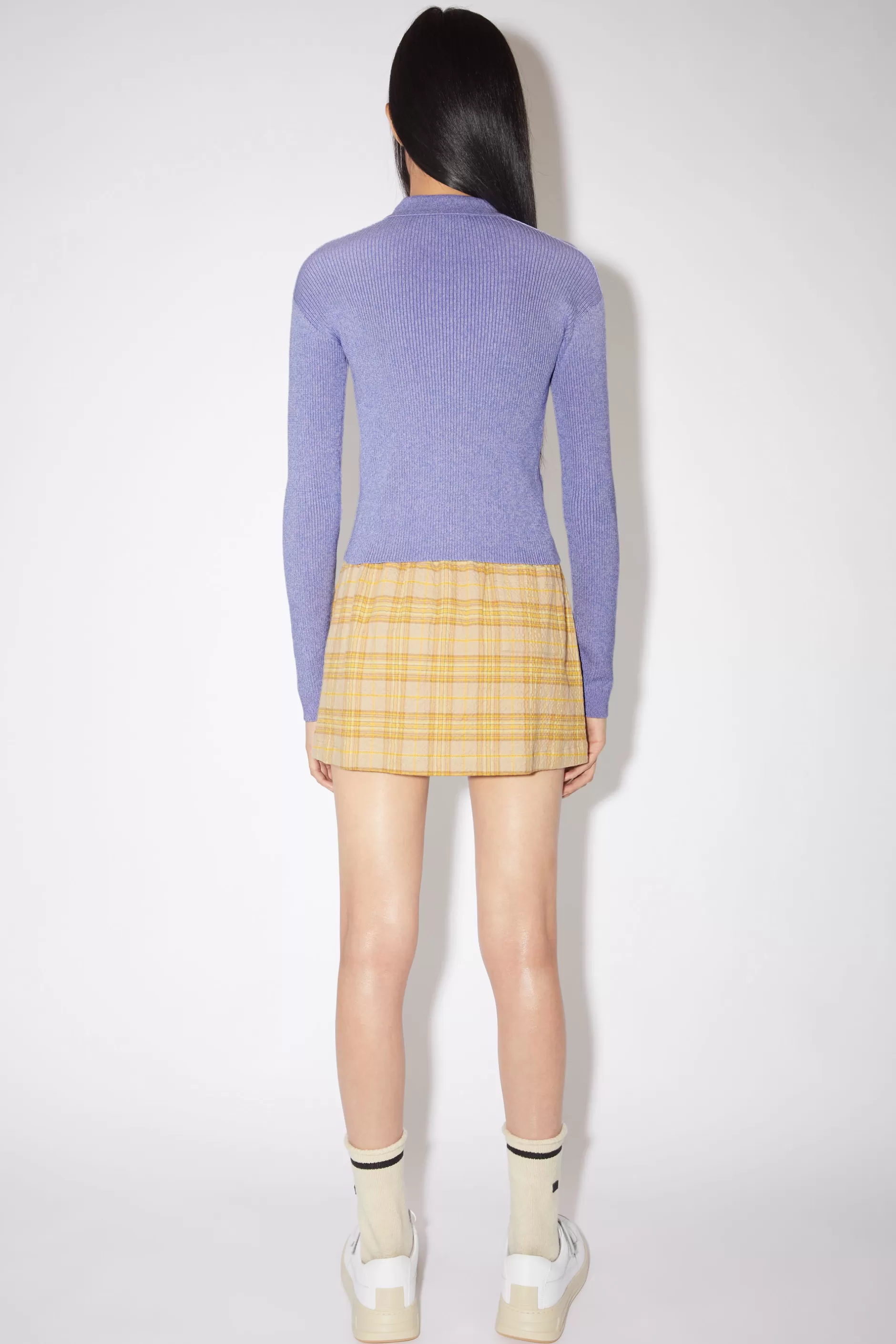 Acne Studios Gestrickter Polocardigan Mit Geripptem Kragen Schwertlilien-Violett Cheap