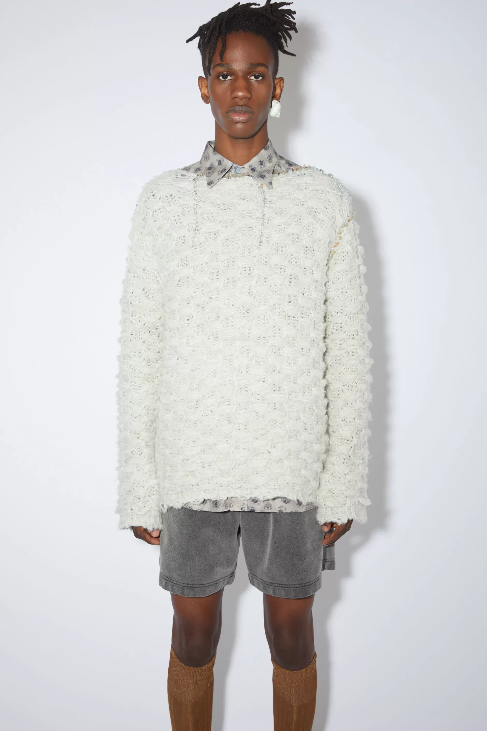 Acne Studios Hakelpullover Im Used-Look Rauchiges Grun Outlet