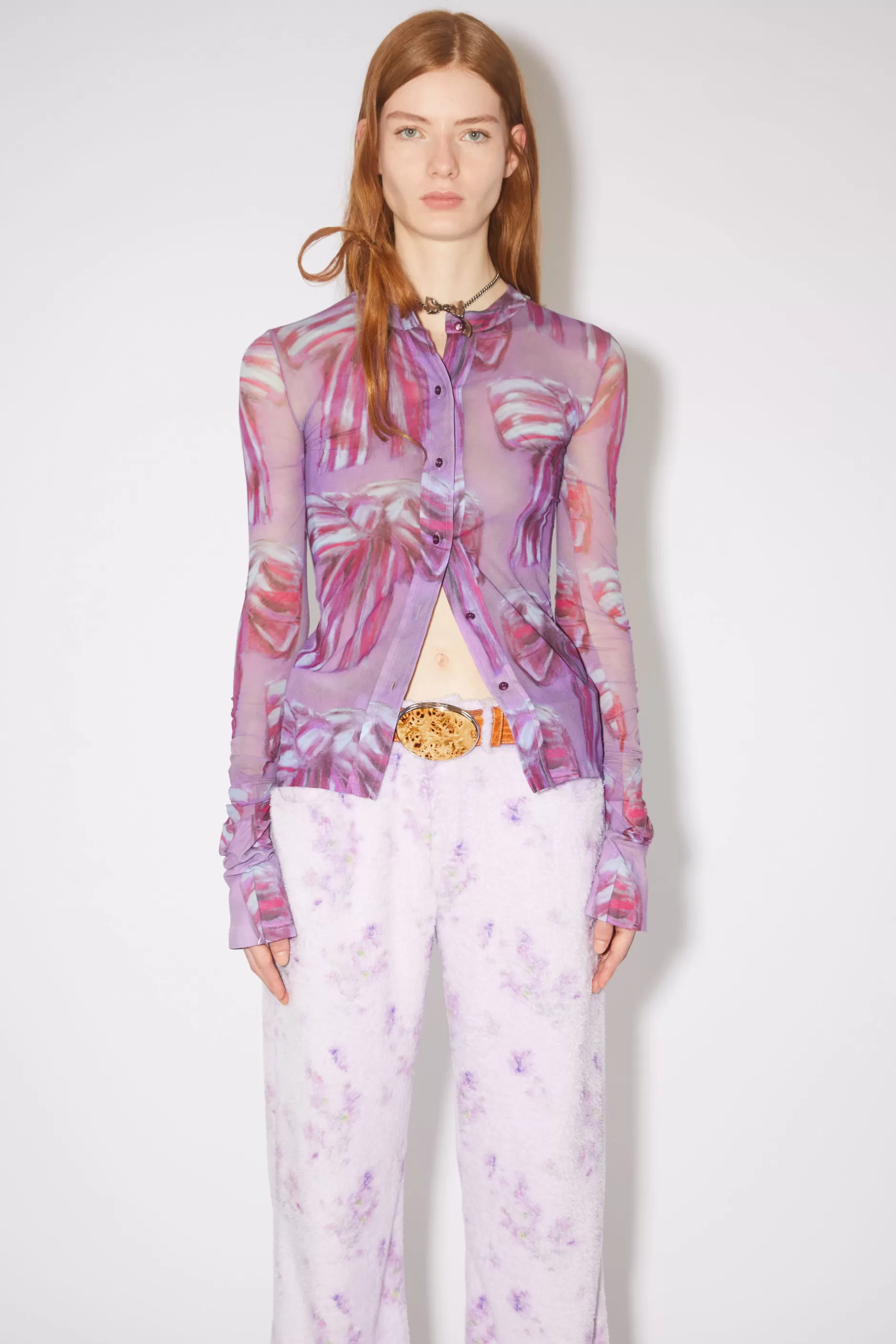 Acne Studios Hemd Mit Print Himbeerrosa/Lila New