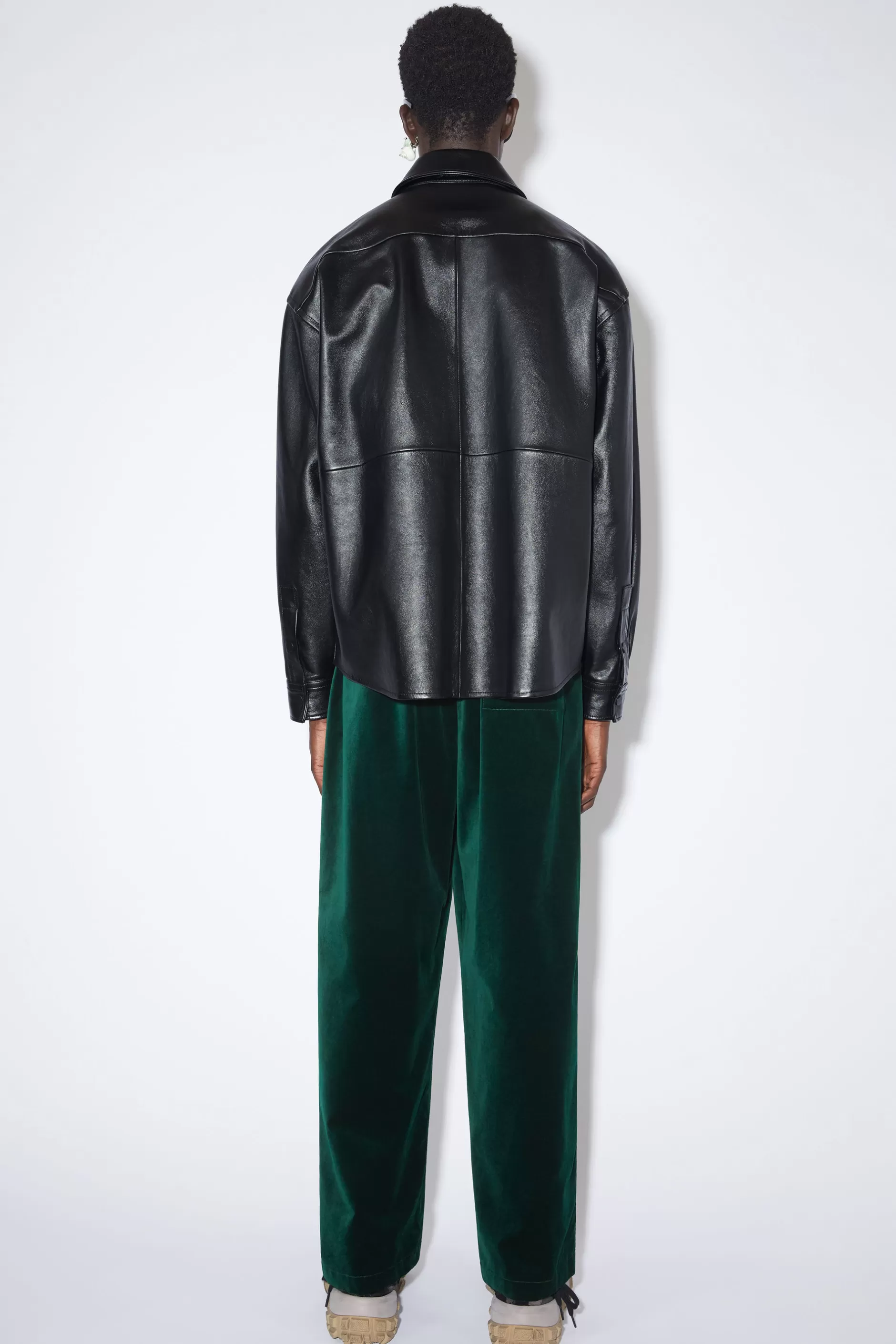 Acne Studios Hemdjacke Aus Leder Schwarz Clearance