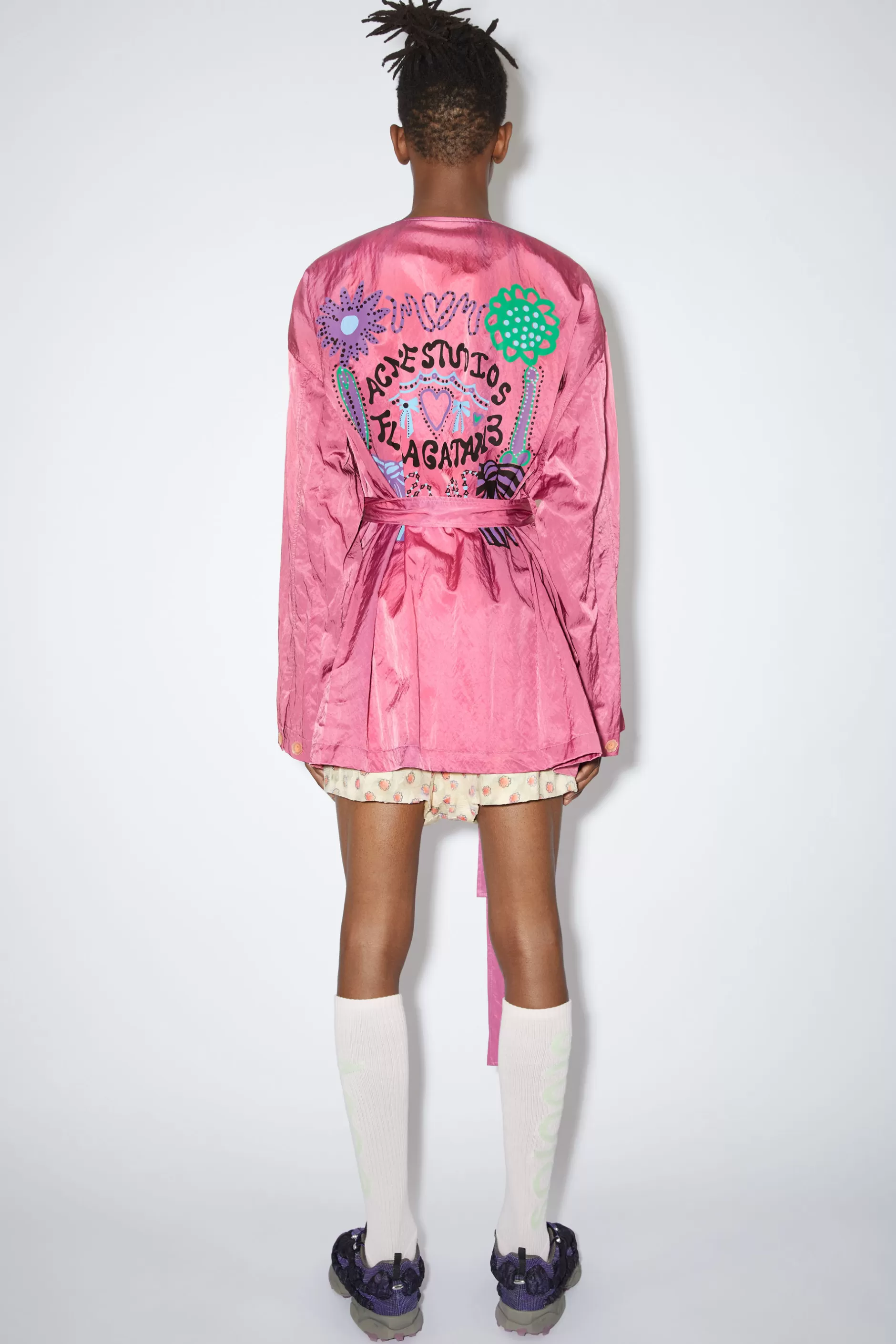 Acne Studios Hemdjacke Aus Satin Mit Gürtel Fuchsia Best